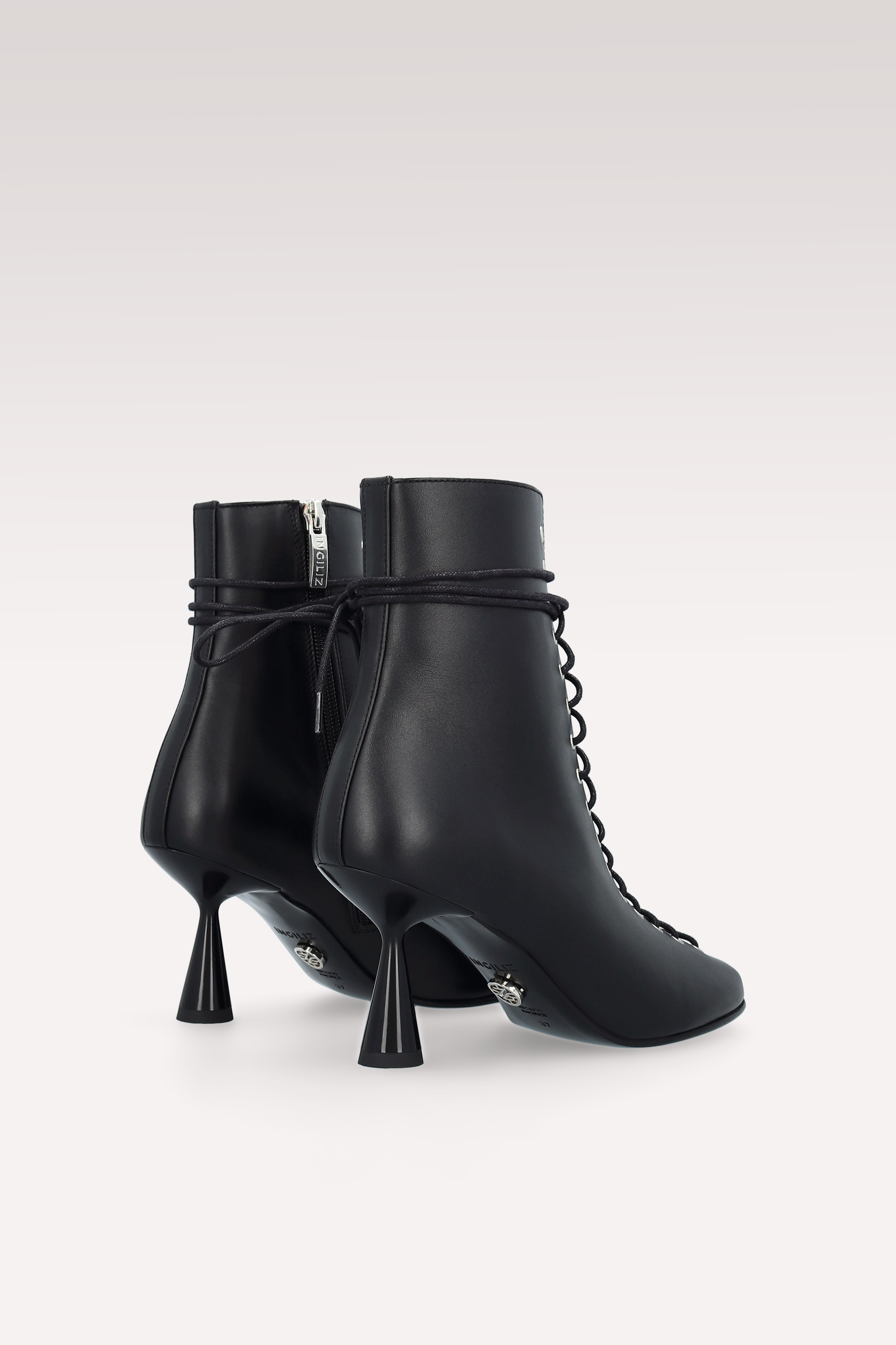 ZOE BLACK NAPPA LEATHER ANKLE BOOTS