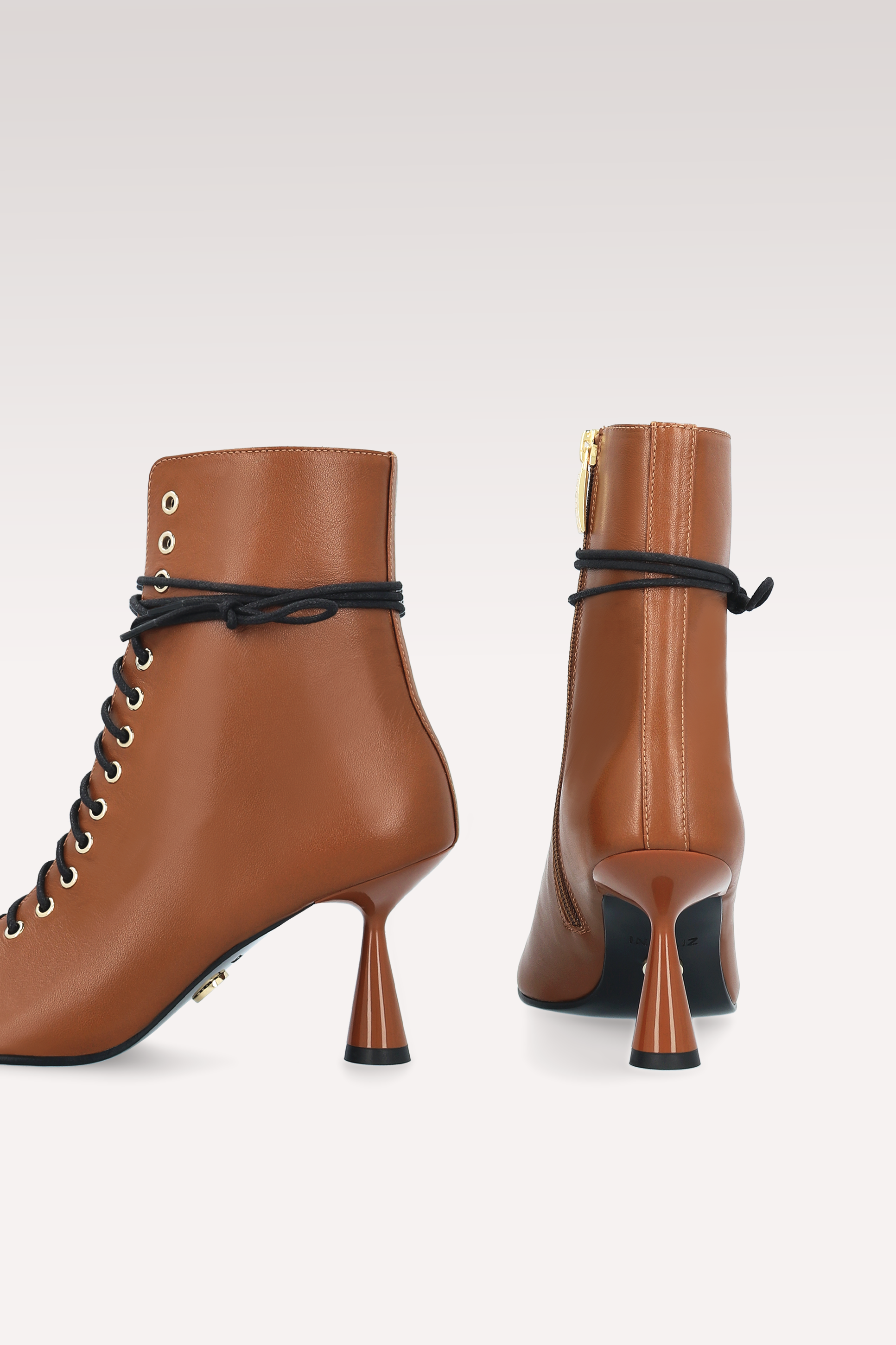 ZOE BROWN NAPPA LEATHER ANKLE BOOTS