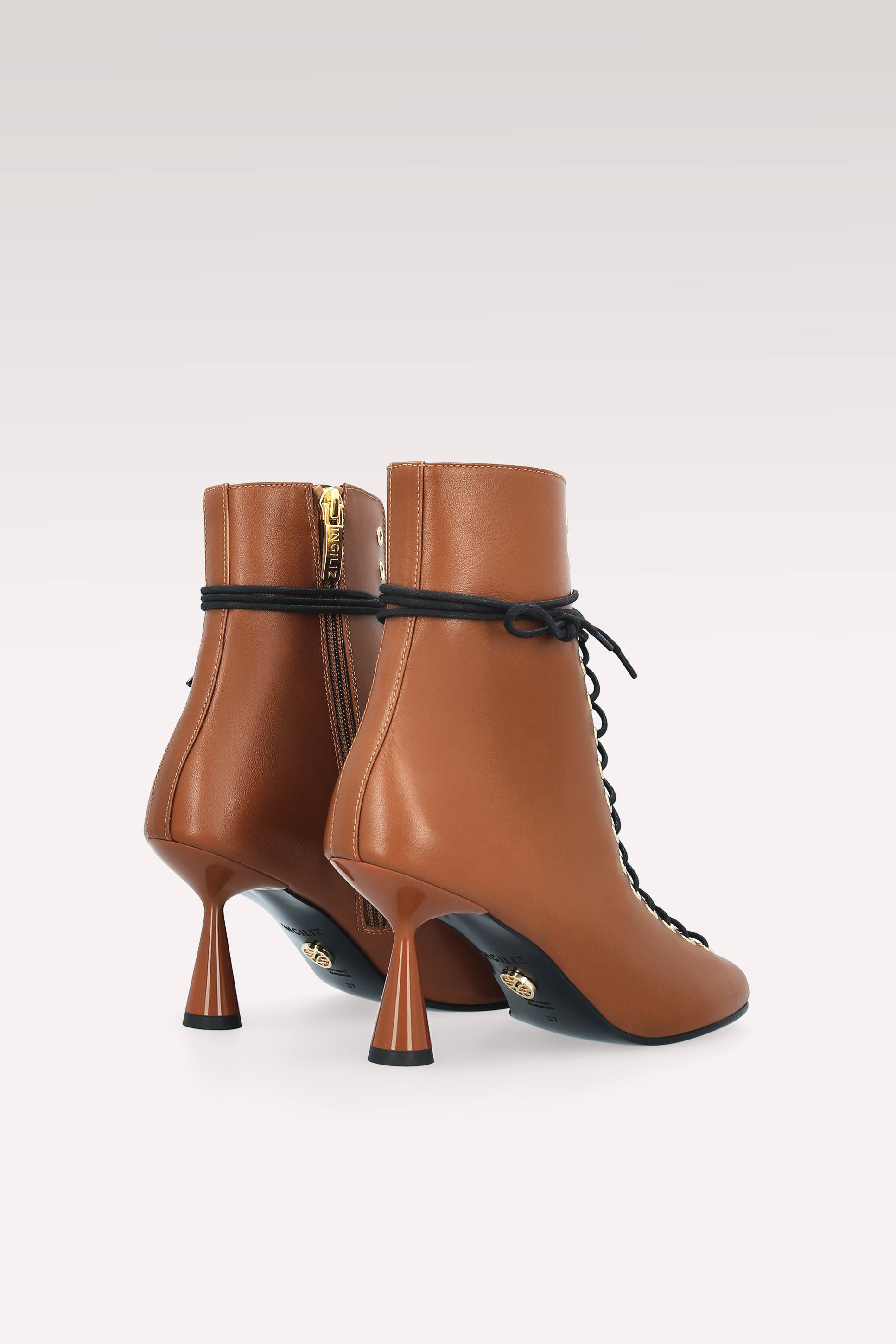 ZOE BROWN NAPPA LEATHER ANKLE BOOTS
