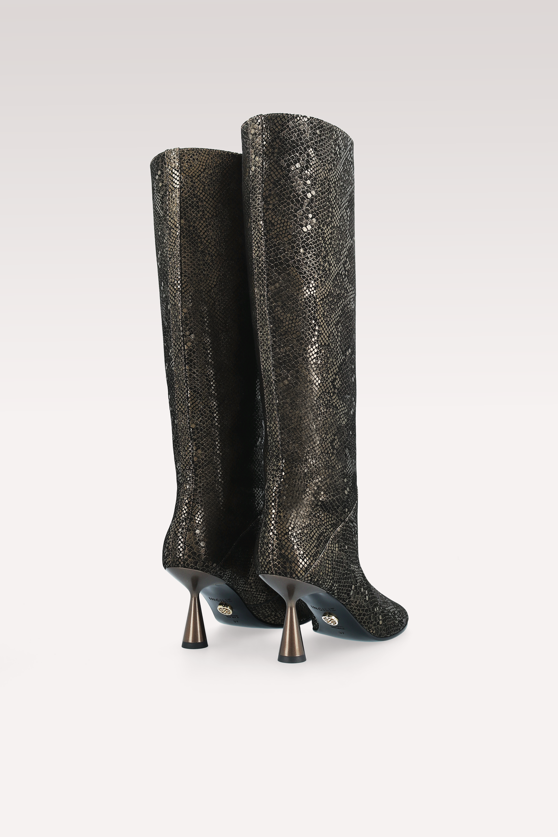 ZIGGY GOLDEN PYTHON PRINT LEATHER BOOTS