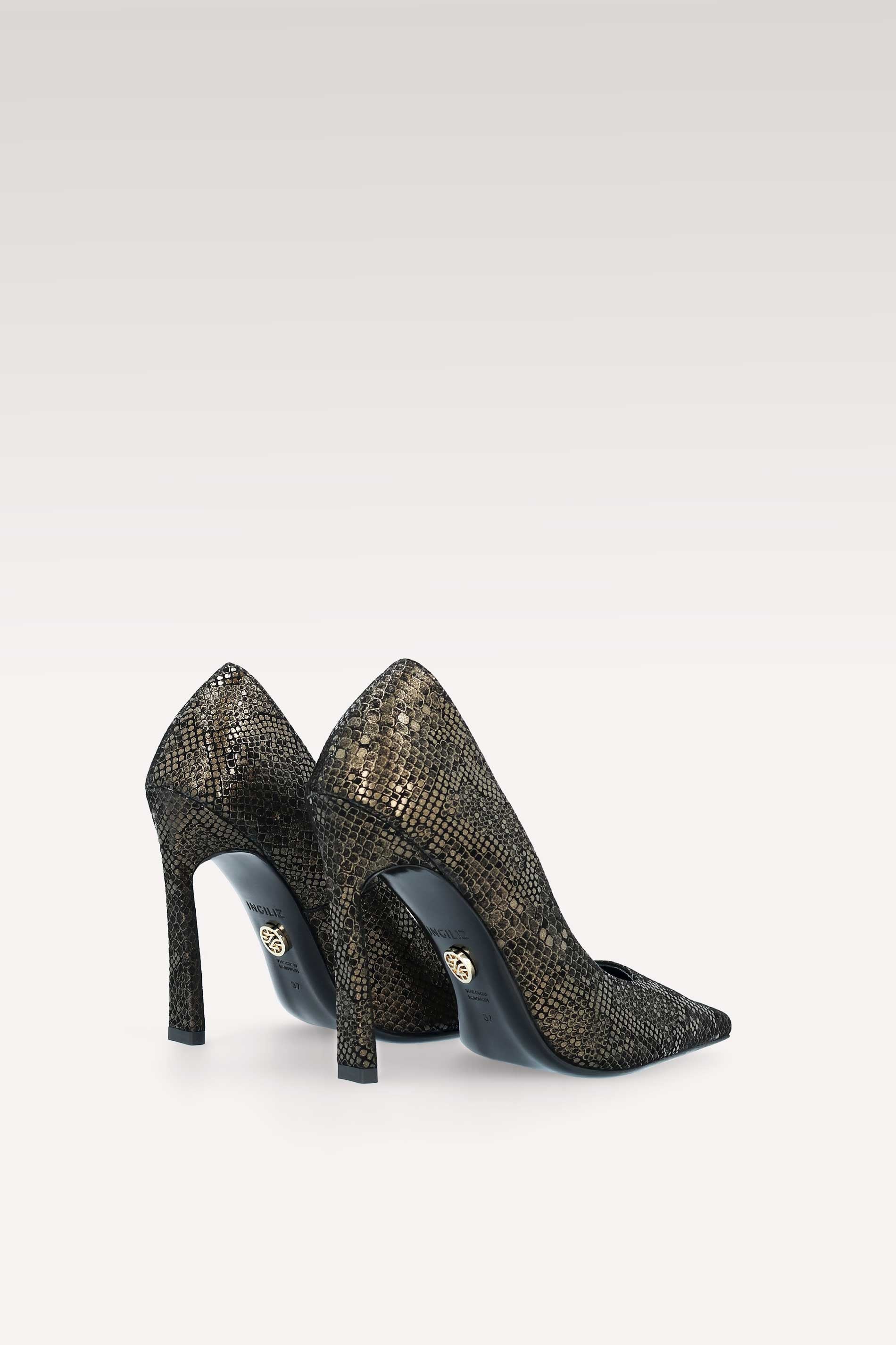 NAOMI GOLDEN PYTHON PRINT LEATHER PUMPS