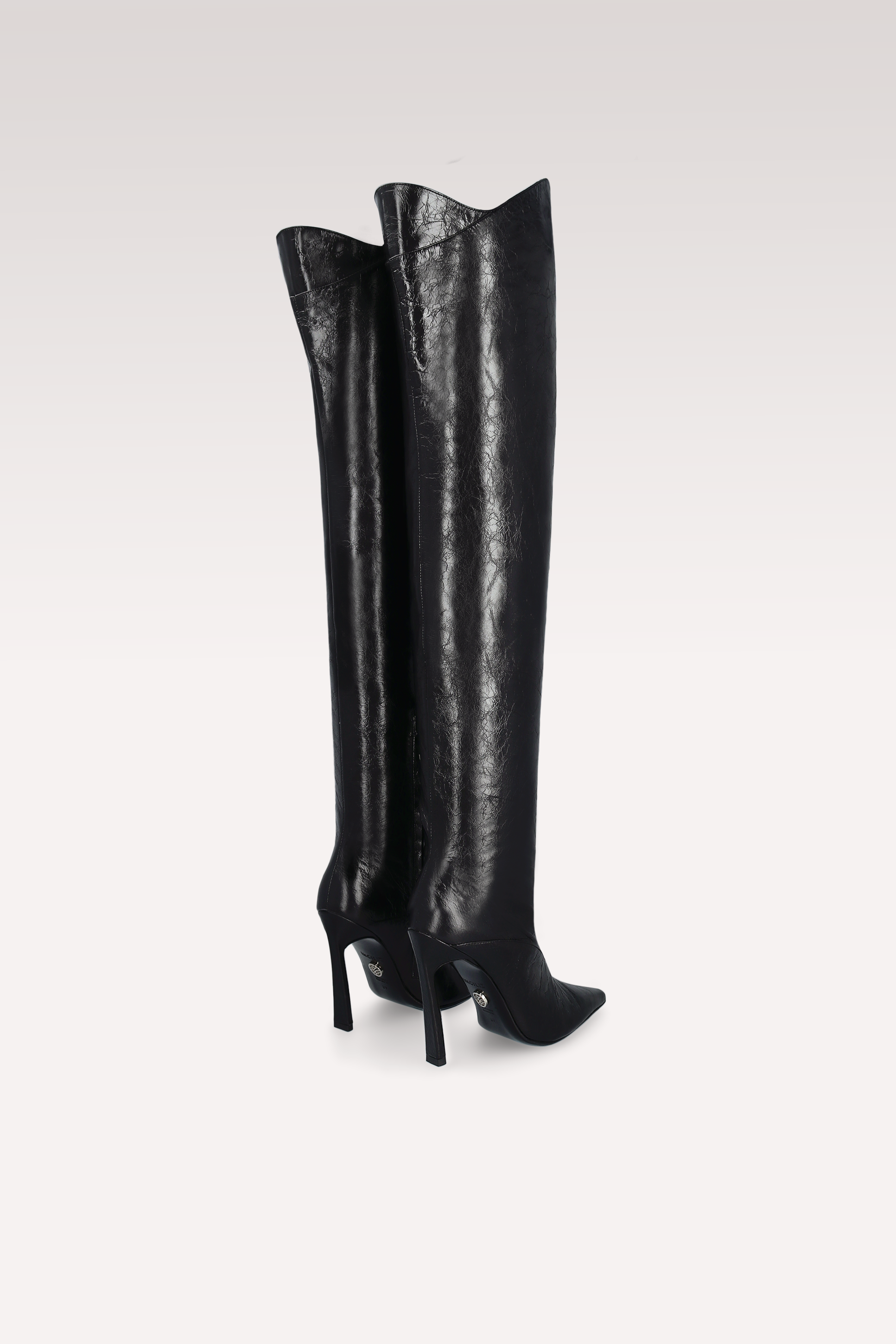 NADIA BLACK WRINKLED NAPPA OVER KNEE BOOTS