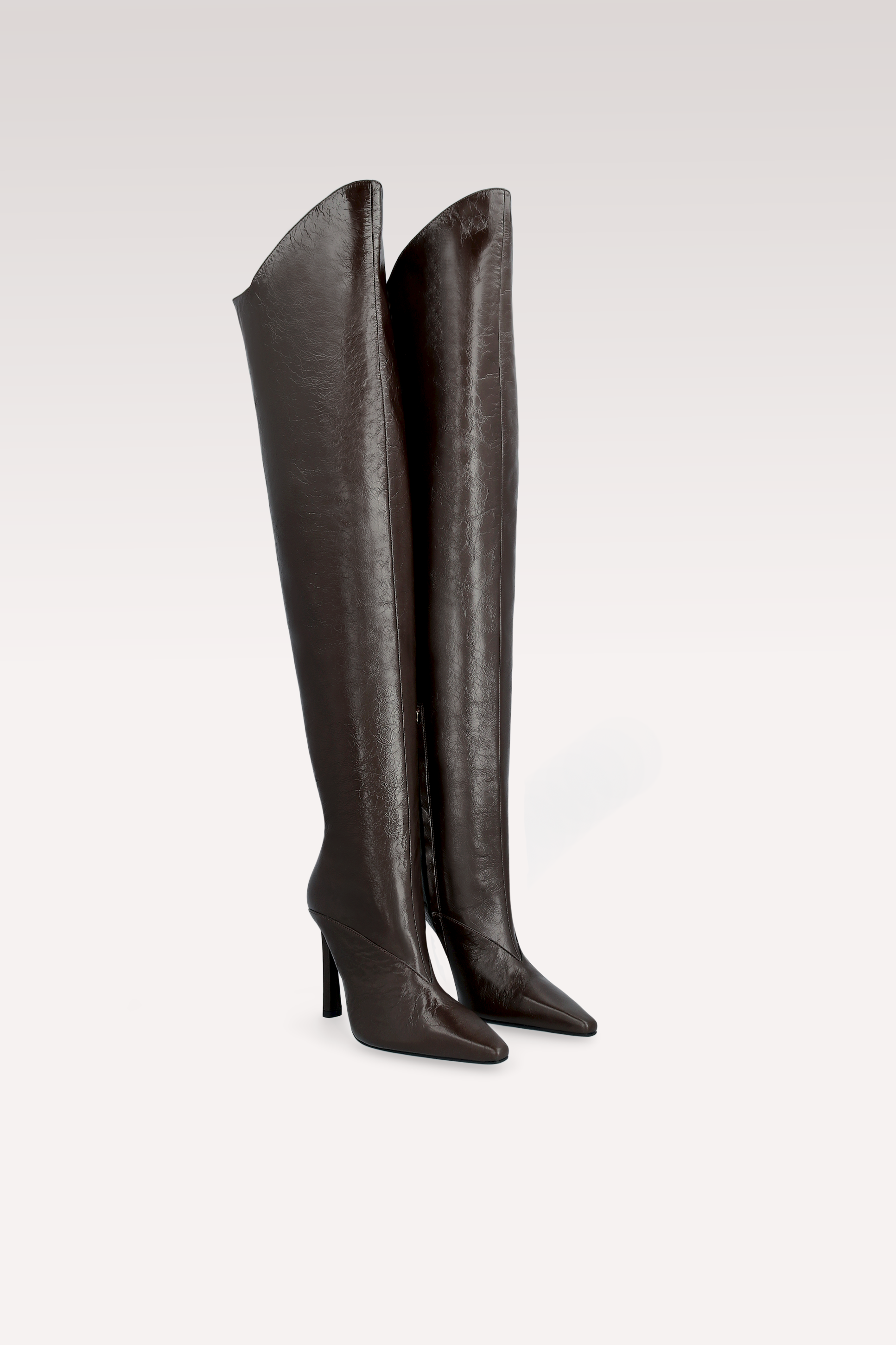 NADIA BROWN WRINKLED NAPPA OVER KNEE BOOTS