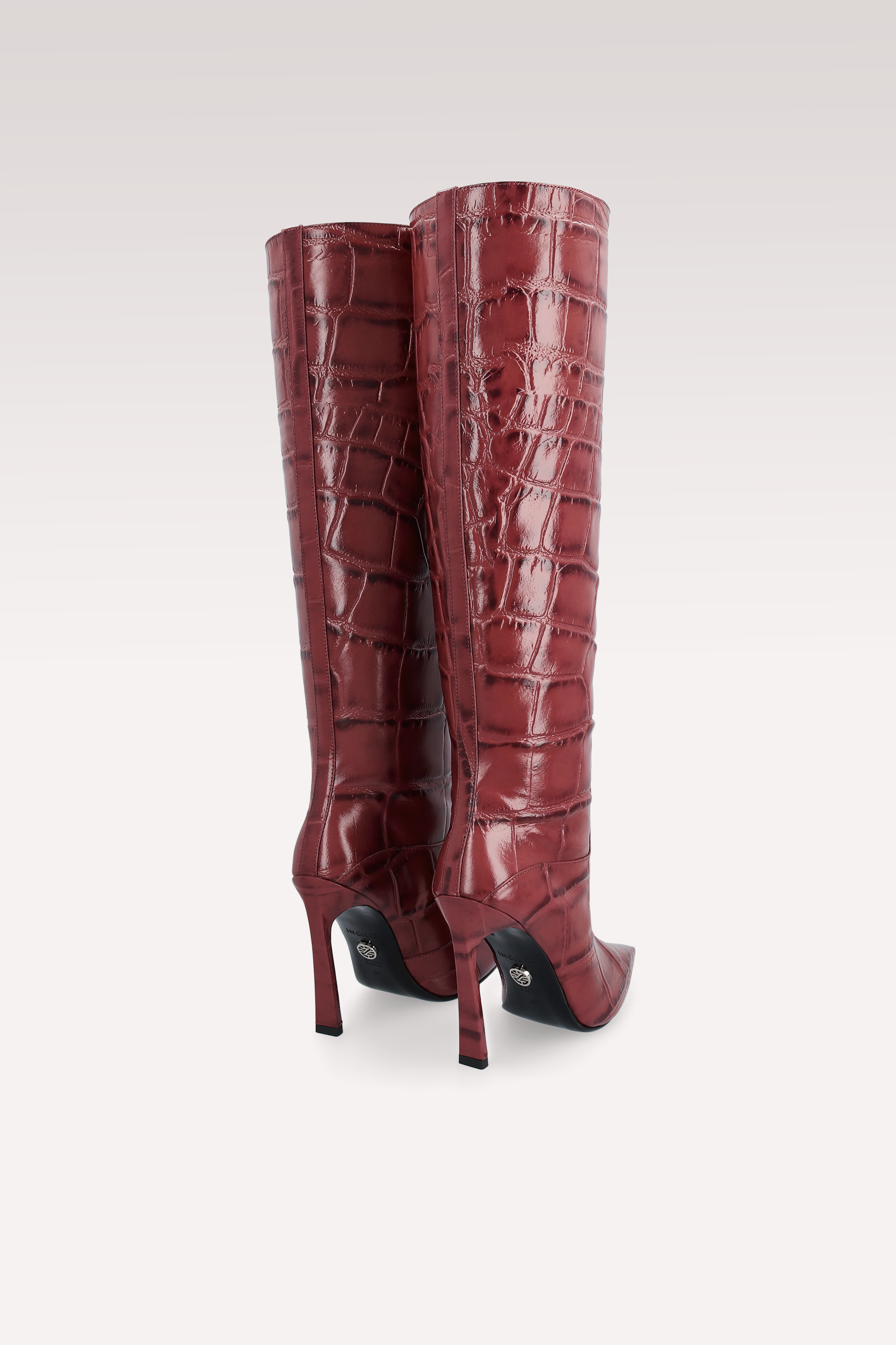 NATALIE CHERY COCCO EMBOSSED LEATHER BOOTS AND MILLY MINI BAG