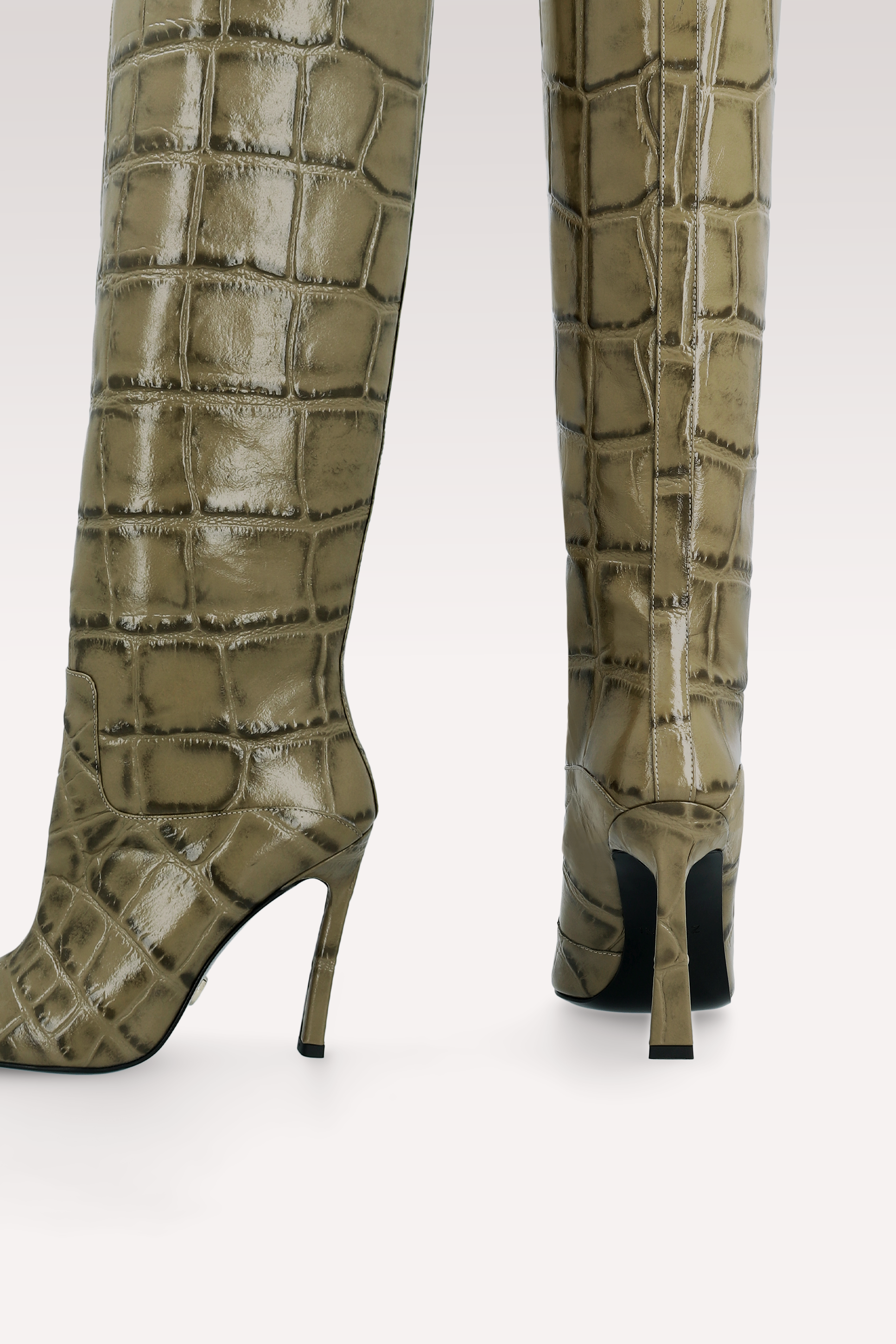 STIVALI NATALIE OLIVE IN PELLE STAMPATA COCCO