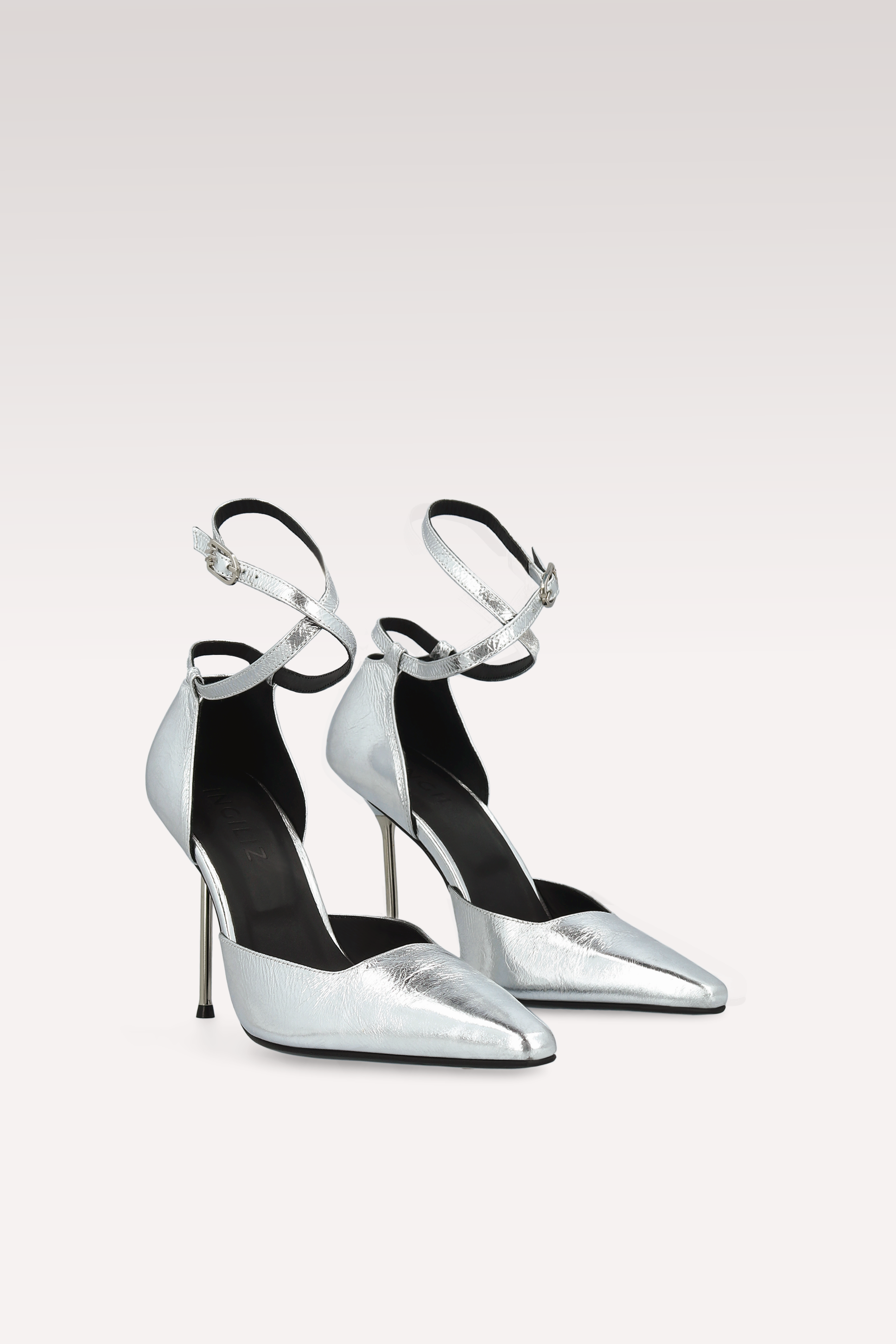 STAR SILVER METALLIC WRINKLED LEATHER PUMPS AND FIONA CROSSBODY BAG