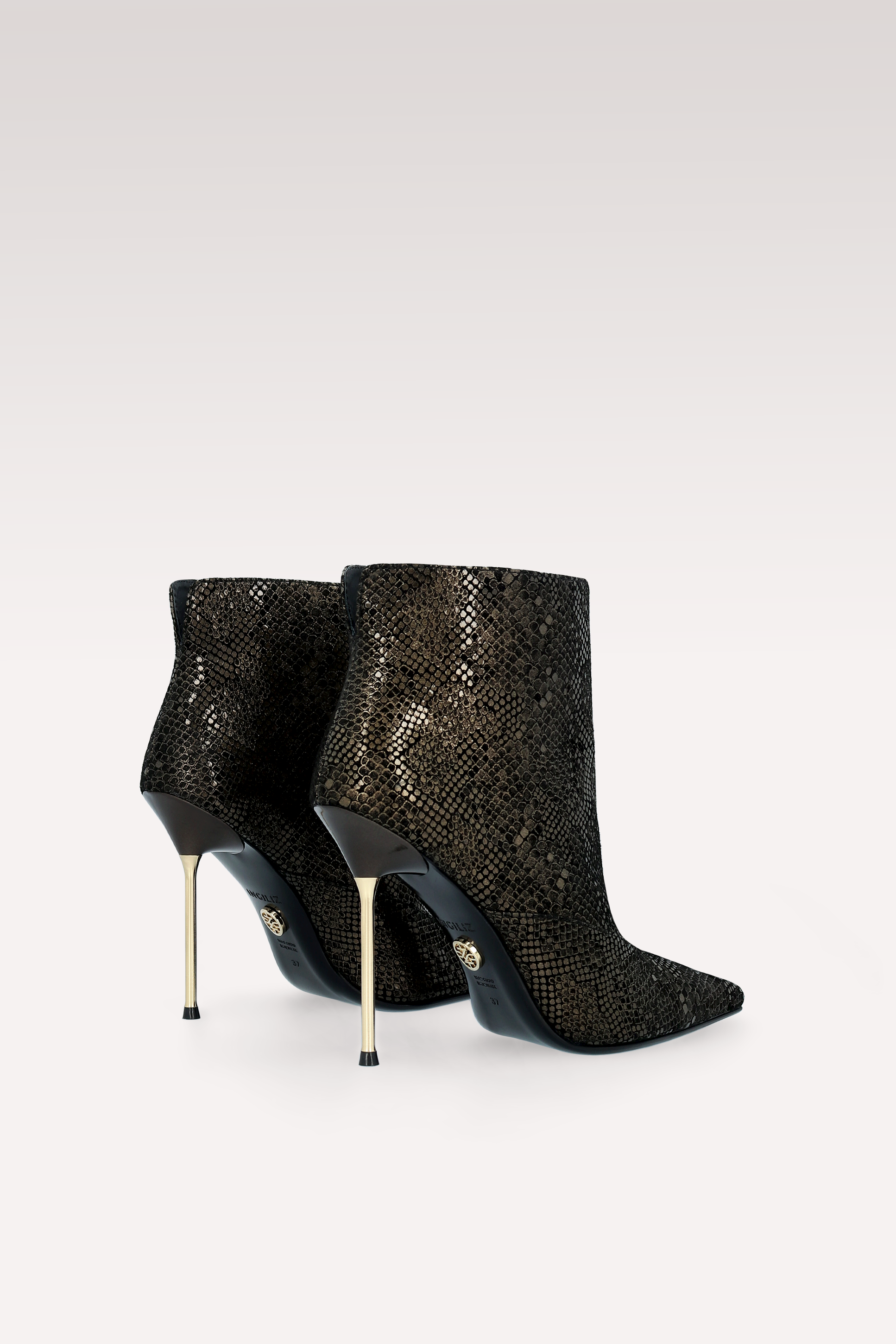 STACY GOLDEN PYTHON PRINT LEATHER ANKLE BOOTS