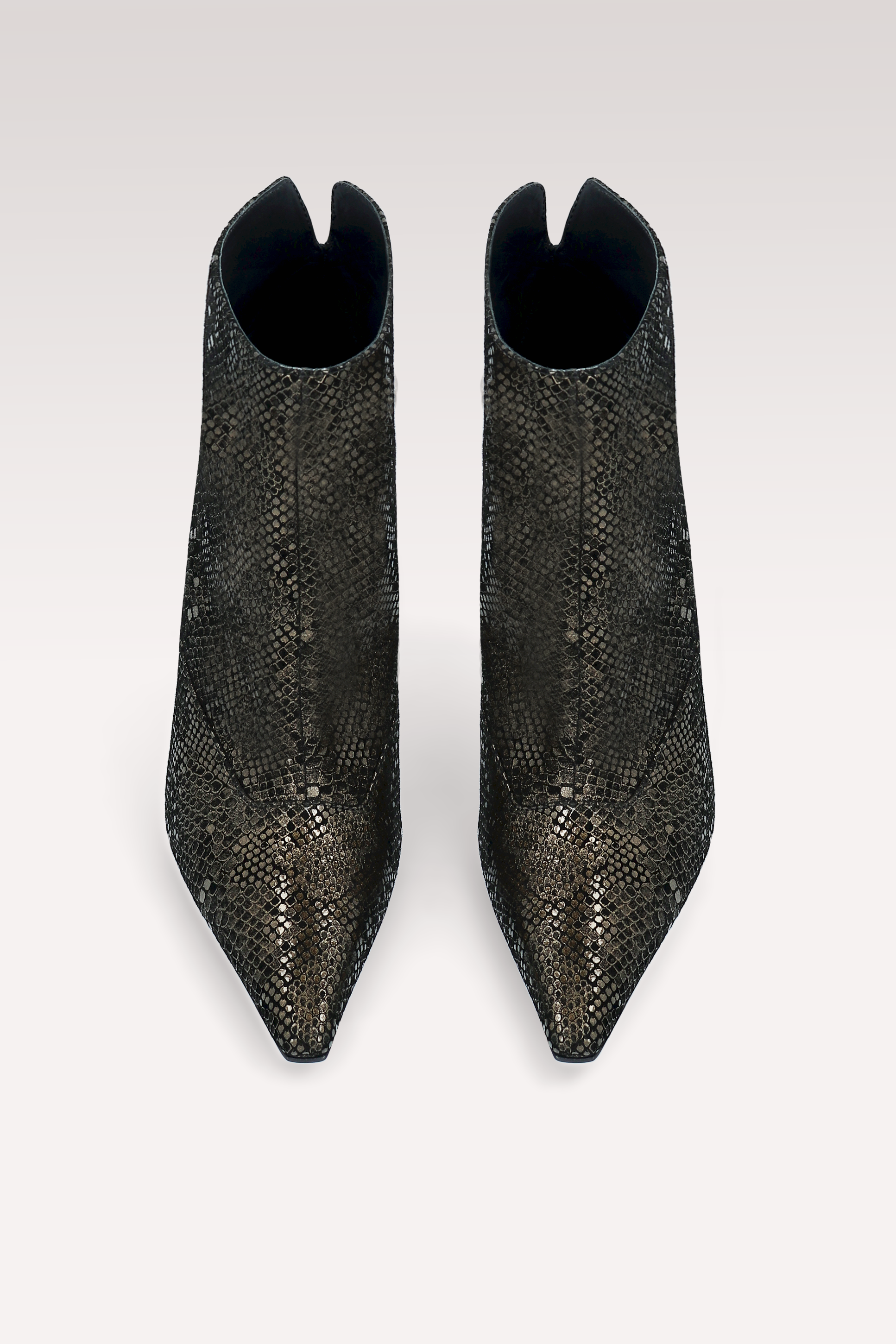 STACY GOLDEN PYTHON PRINT LEATHER ANKLE BOOTS