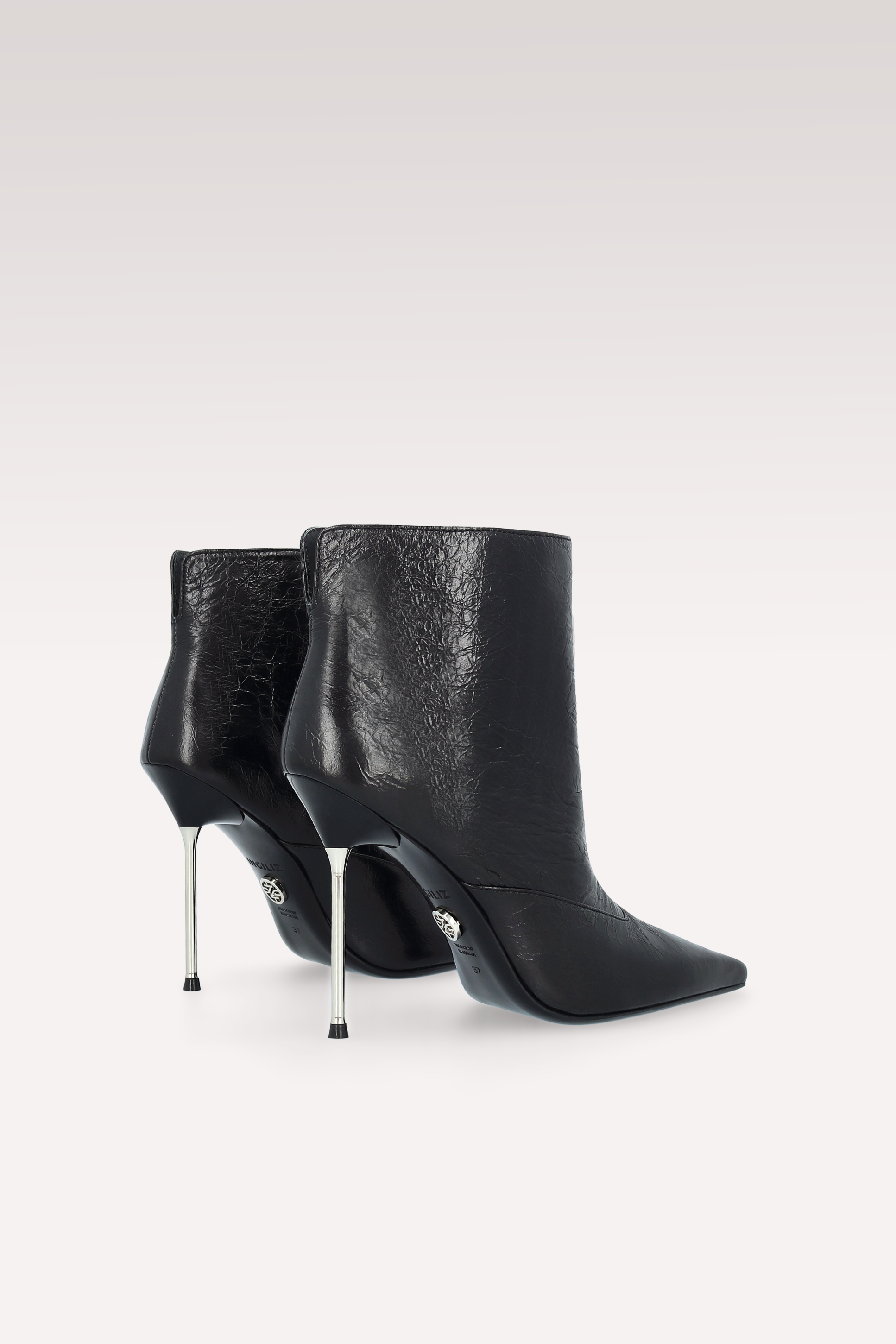 STACY BLACK WRINKLED NAPPA LEATHER ANKLE BOOTS