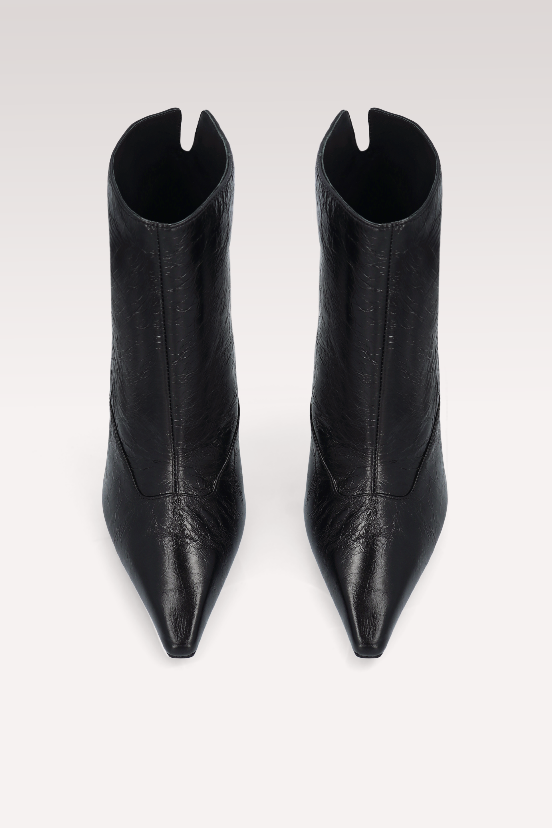 STACY BLACK WRINKLED NAPPA LEATHER ANKLE BOOTS