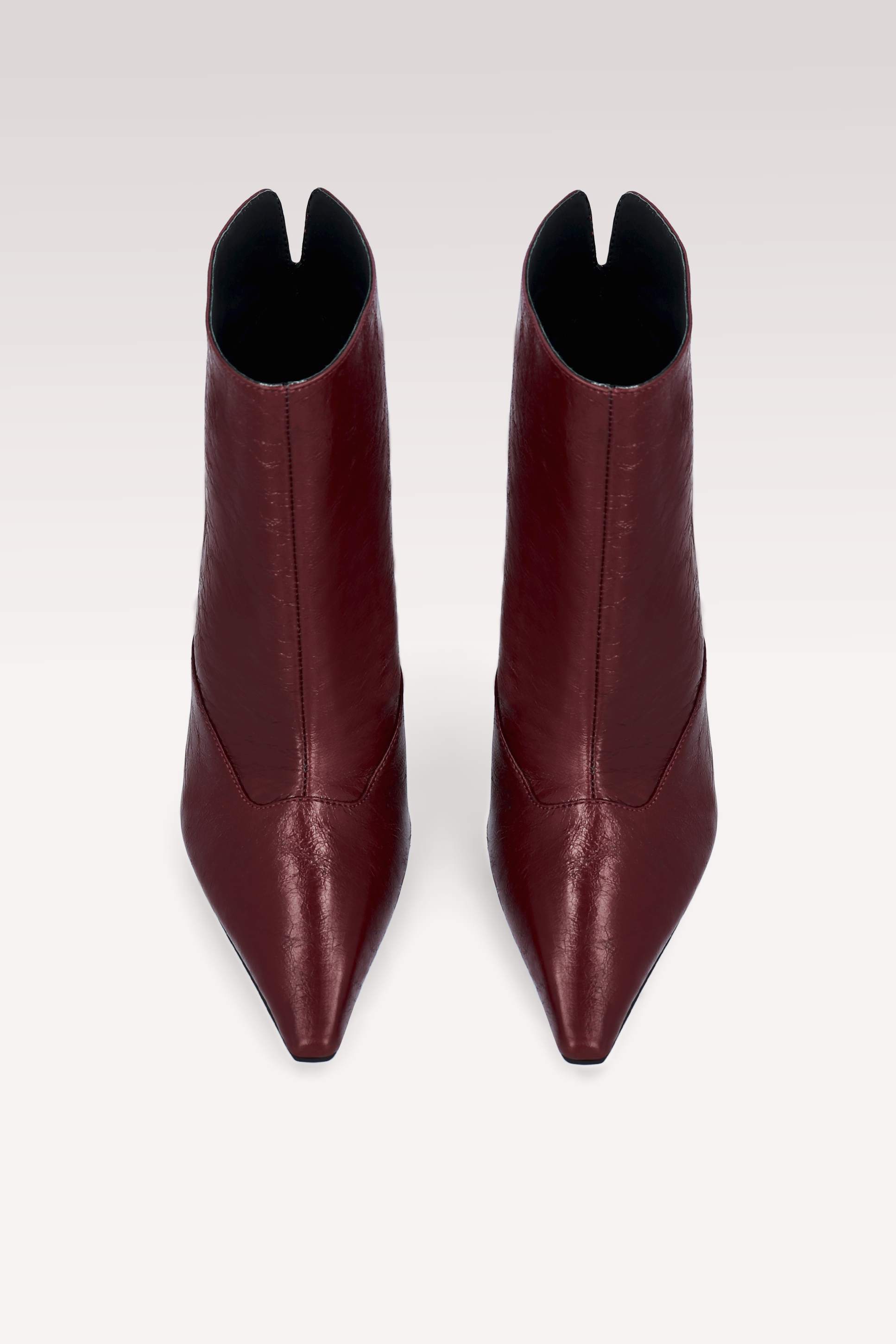 STACY CHERRY WRINKLED NAPPA LEATHER ANKLE BOOTS