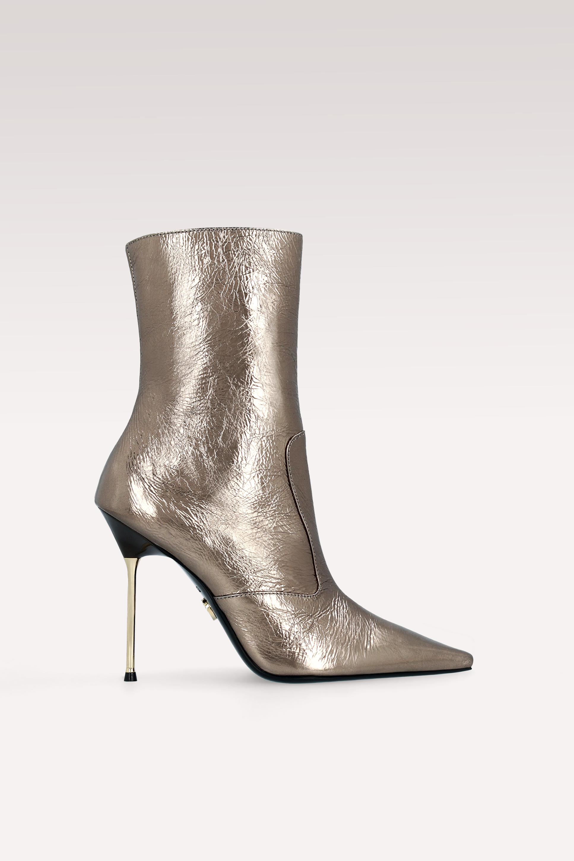 SUSAN BRASS METALLIC WRINKLED LEATHER ANKLE BOOTS
