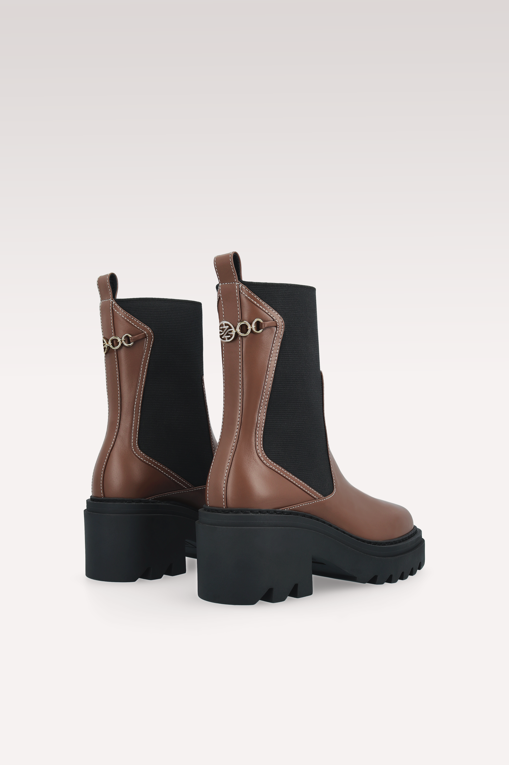 VERA CHESTNUT NAPPA LEATHER ANKLE BOOTS