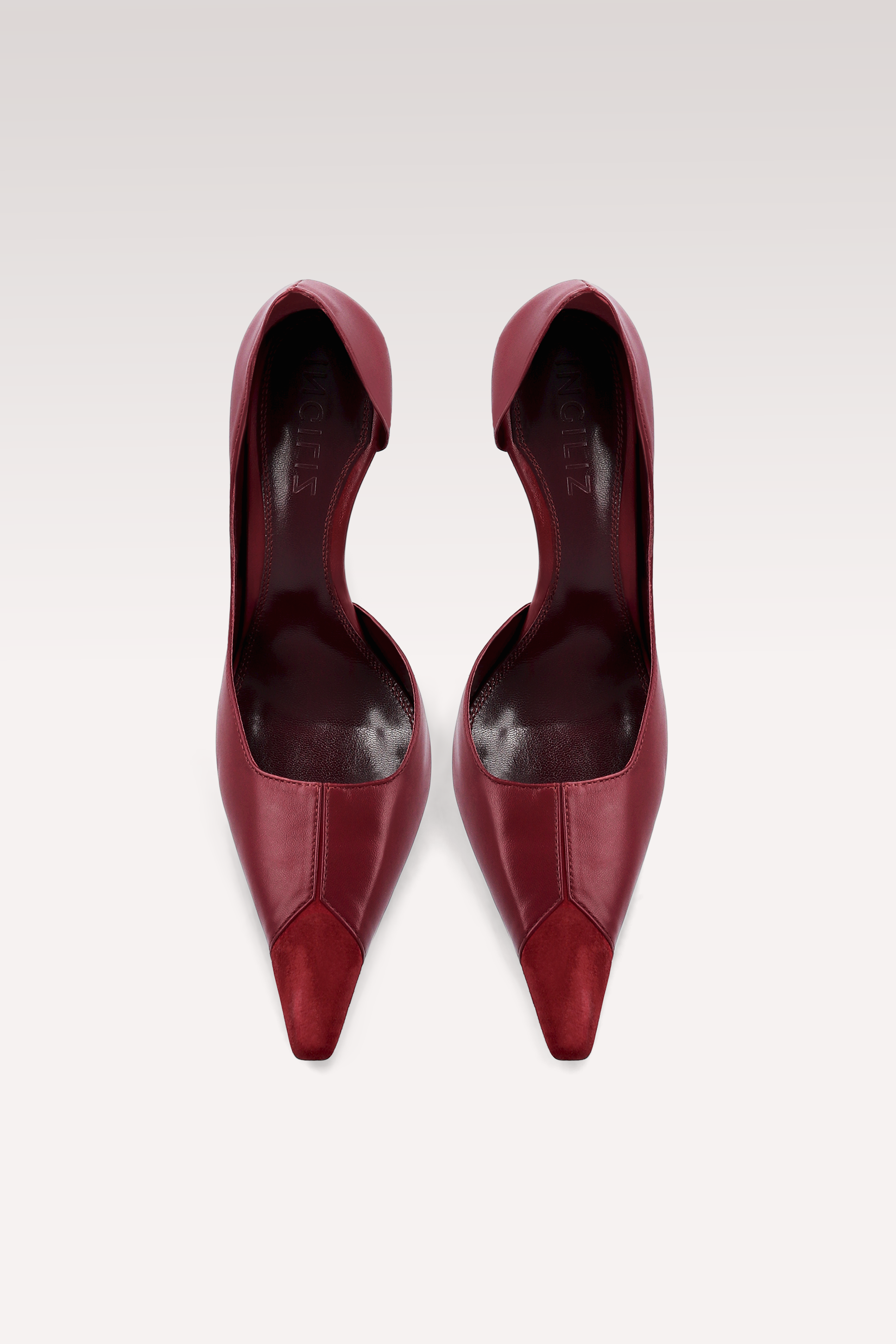 VESPER BORDEAUX LEATHER AND SUEDE LEATHER PUMPS