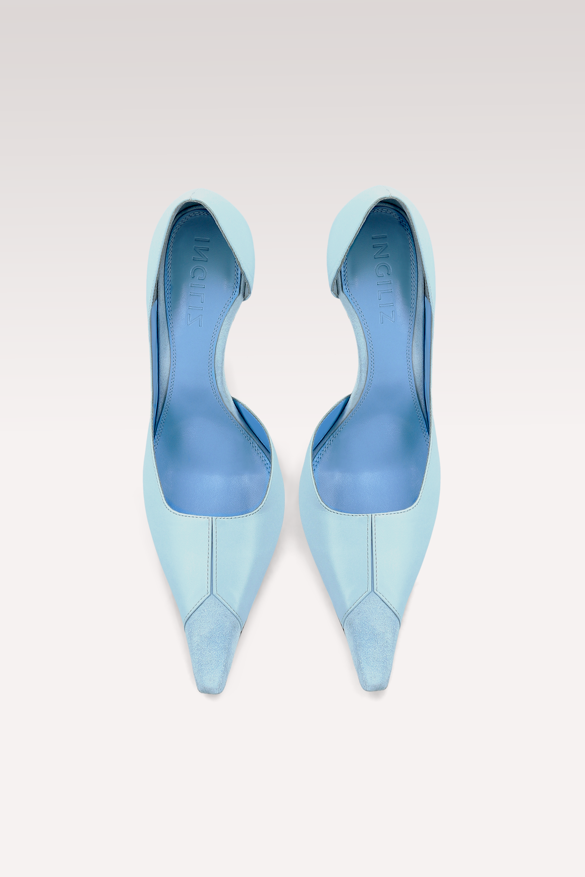 VESPER POWDER BLUE LEATHER AND SUEDE LEATHER PUMPS
