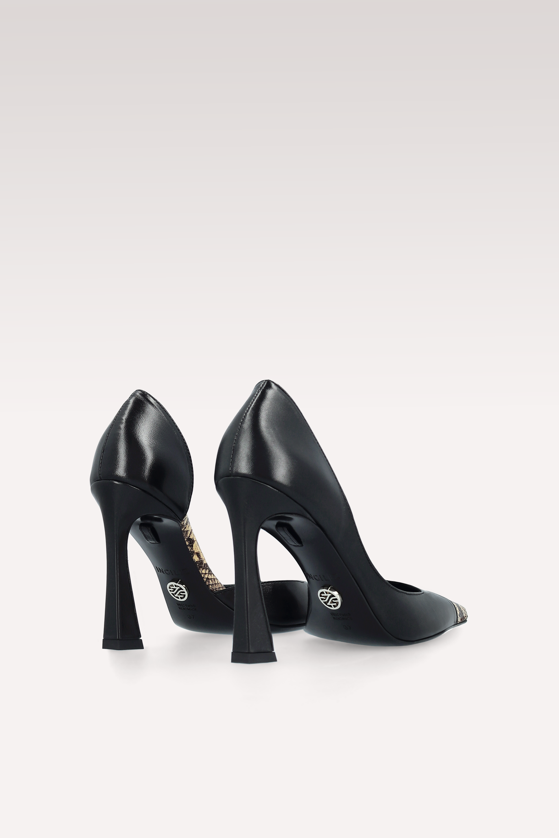 VESPER PYTHON PRINT AND BLACK LEATHER PUMPS