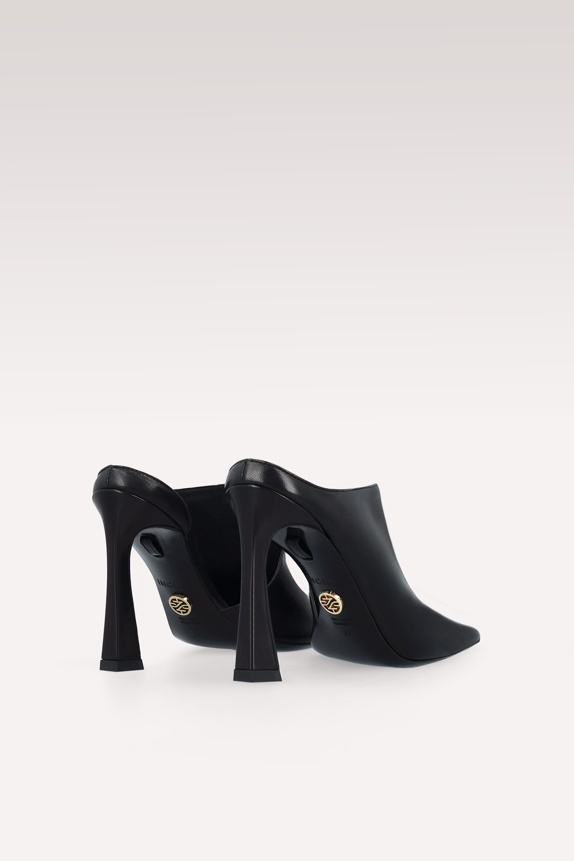 VEIL BLACK LEATHER MULES