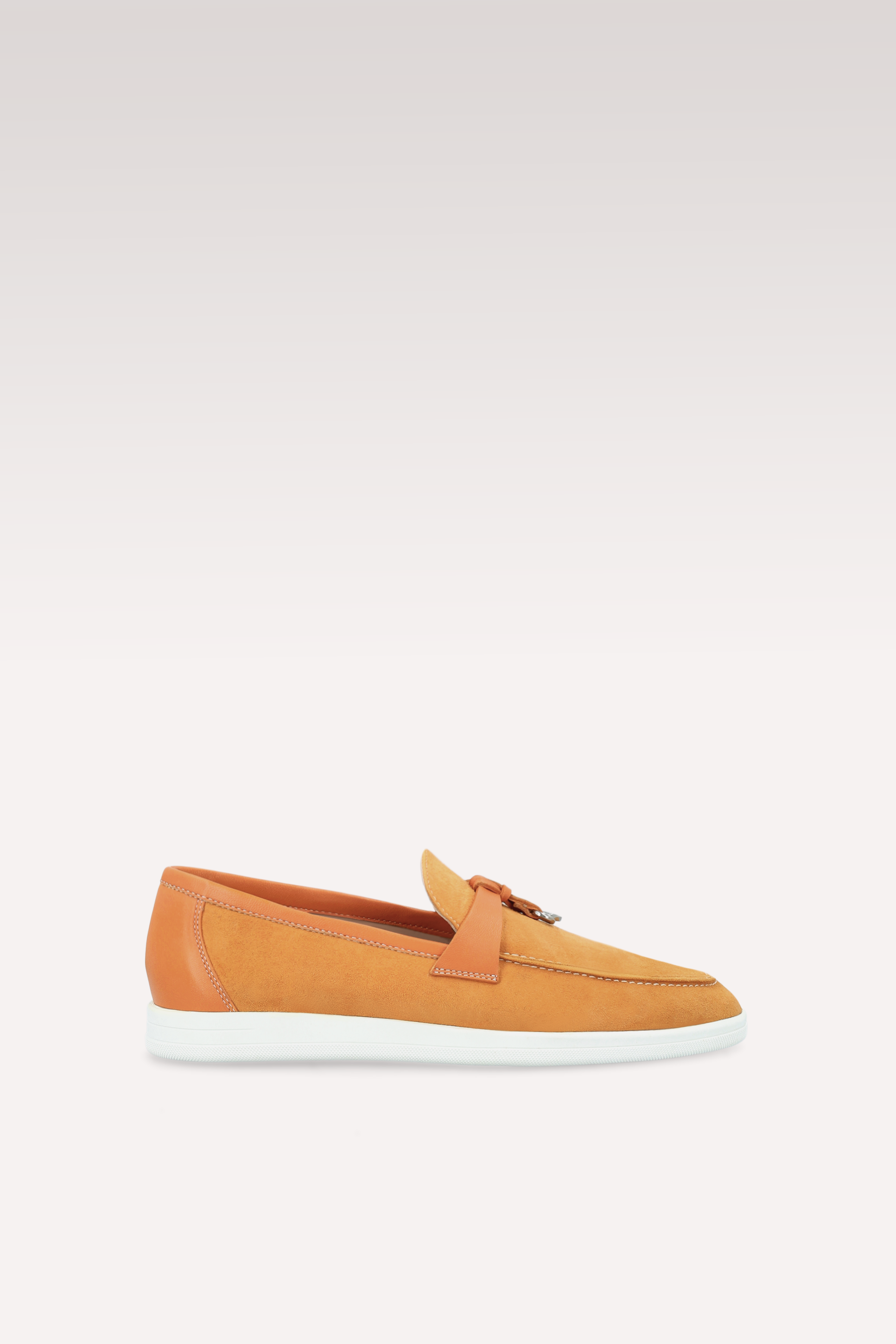 PRIVE ORANGE SUEDE AND LEATHER LOAFERS