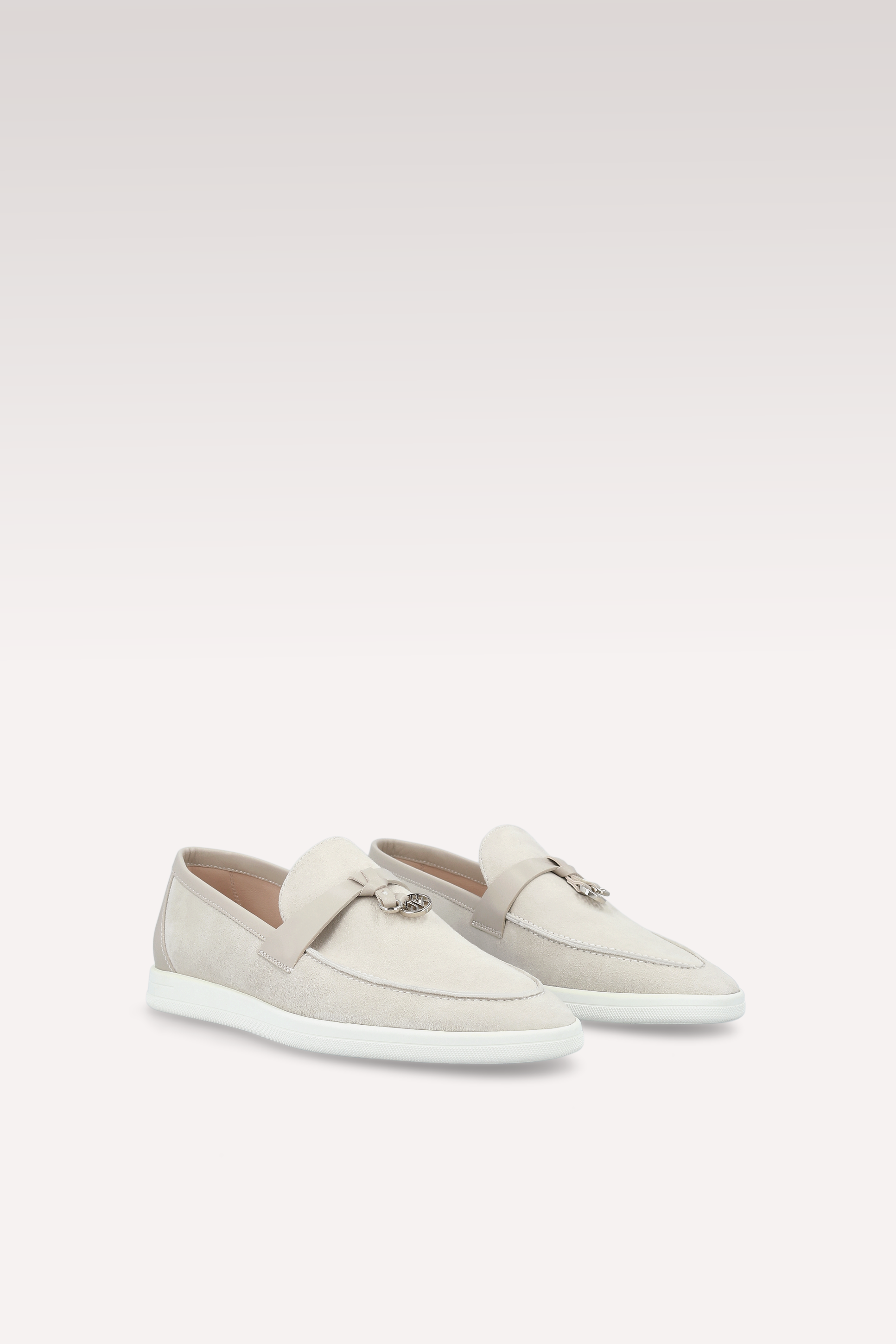 PRIVE OF WHITE SUEDE AND LEATHER LOAFERS