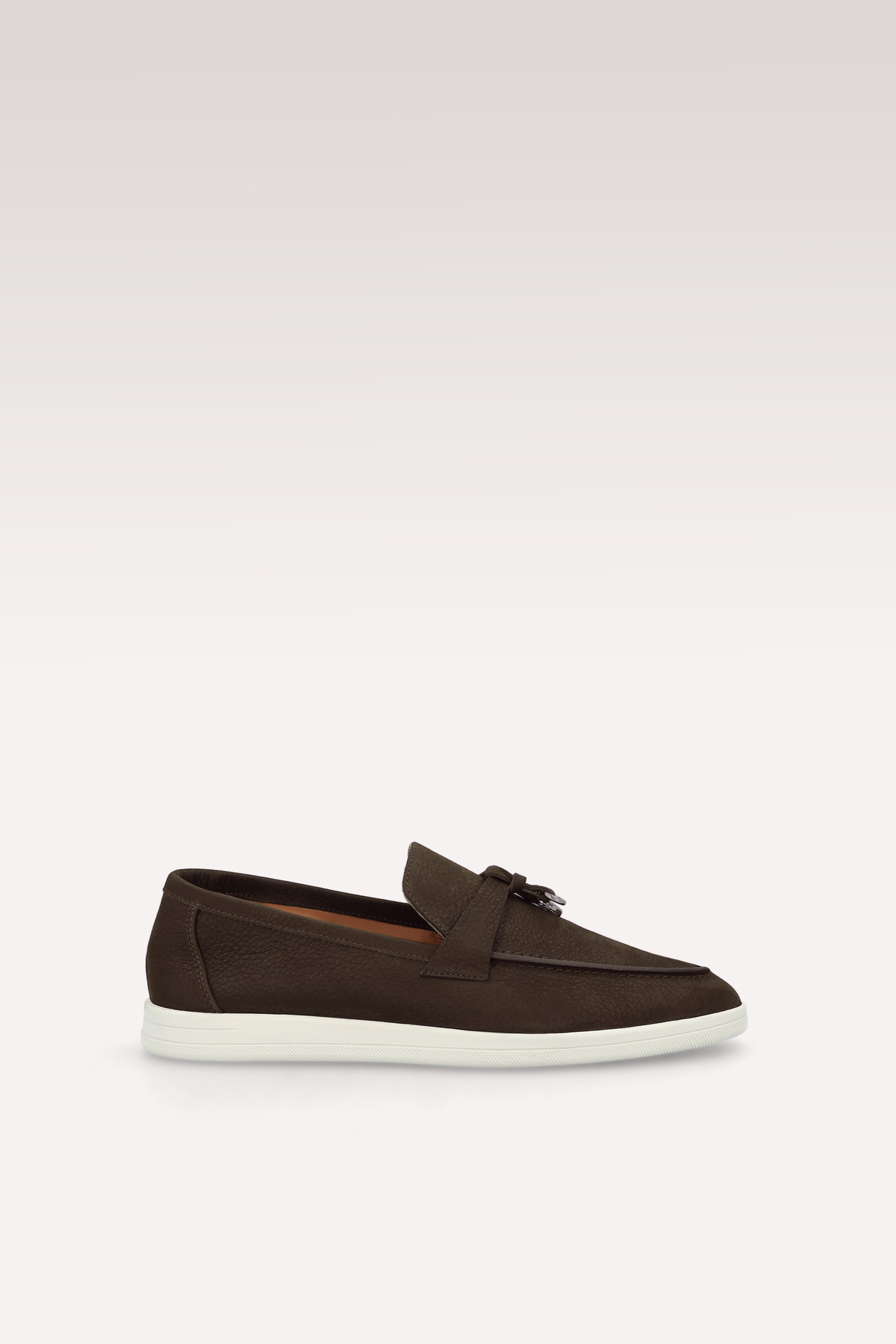 PRIVE CHOCOLATE BROWN GRAIN LEATHER LOAFERS