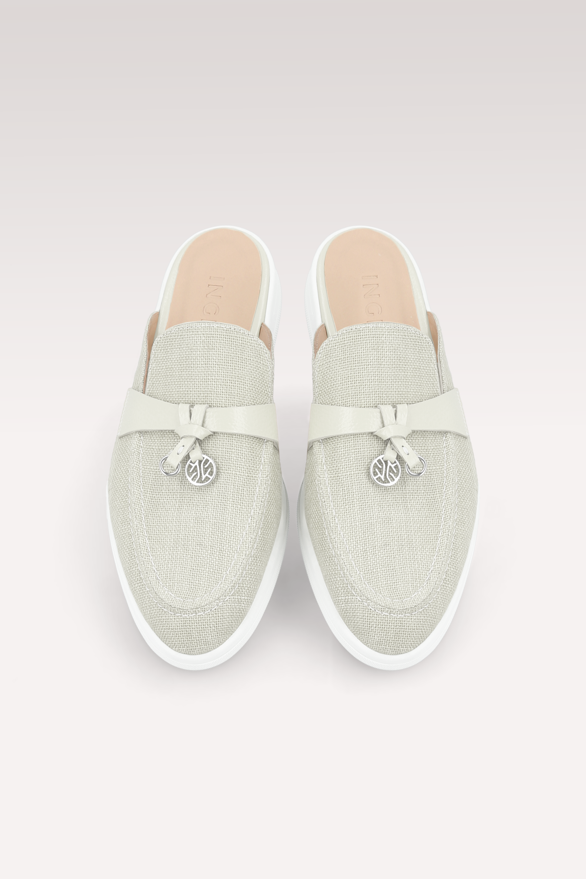 ECLAT OFF WHITE LINEN MULES