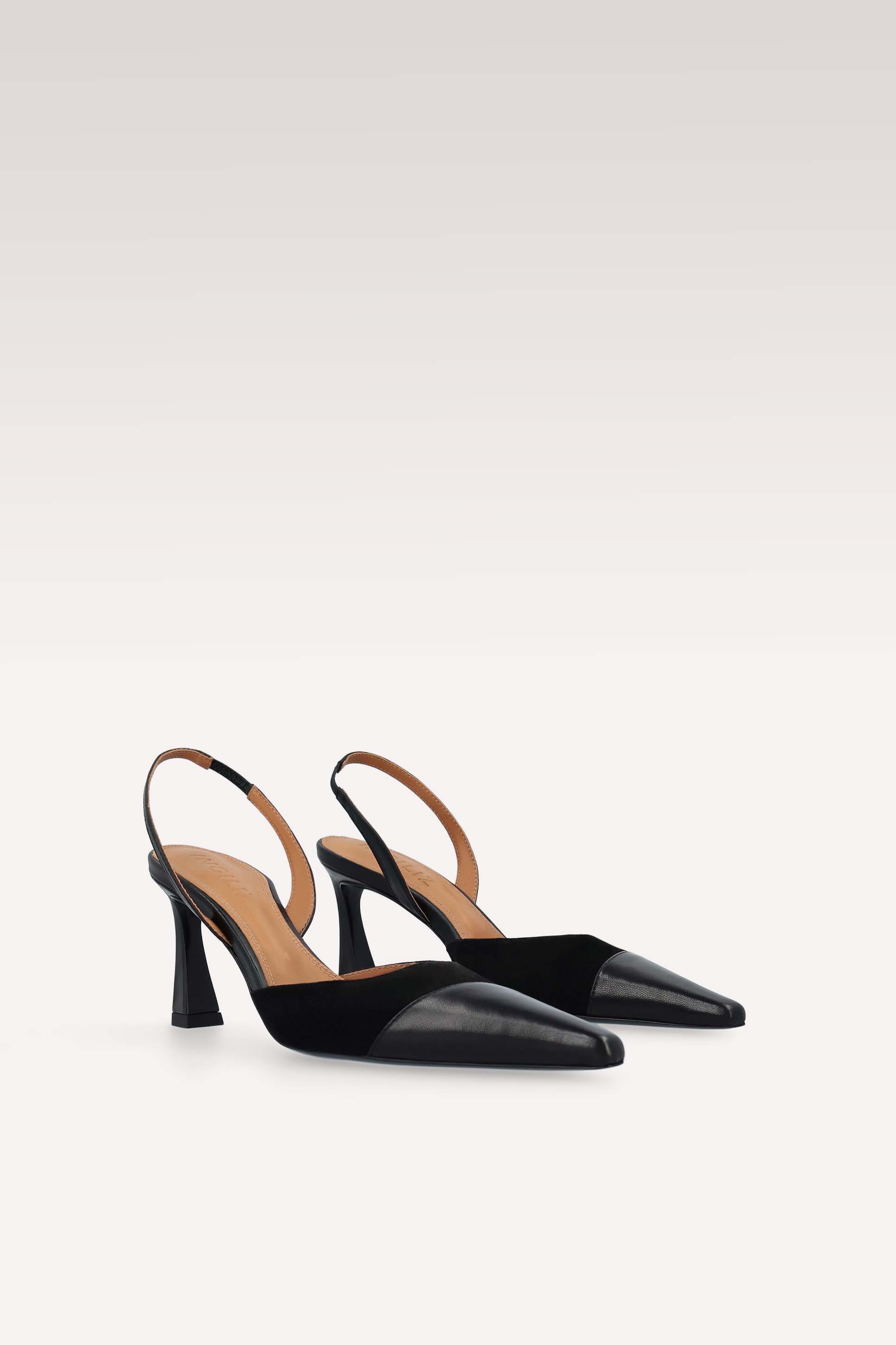 JODIE BLACK SUEDE AND LEATHER SLINGBACKS