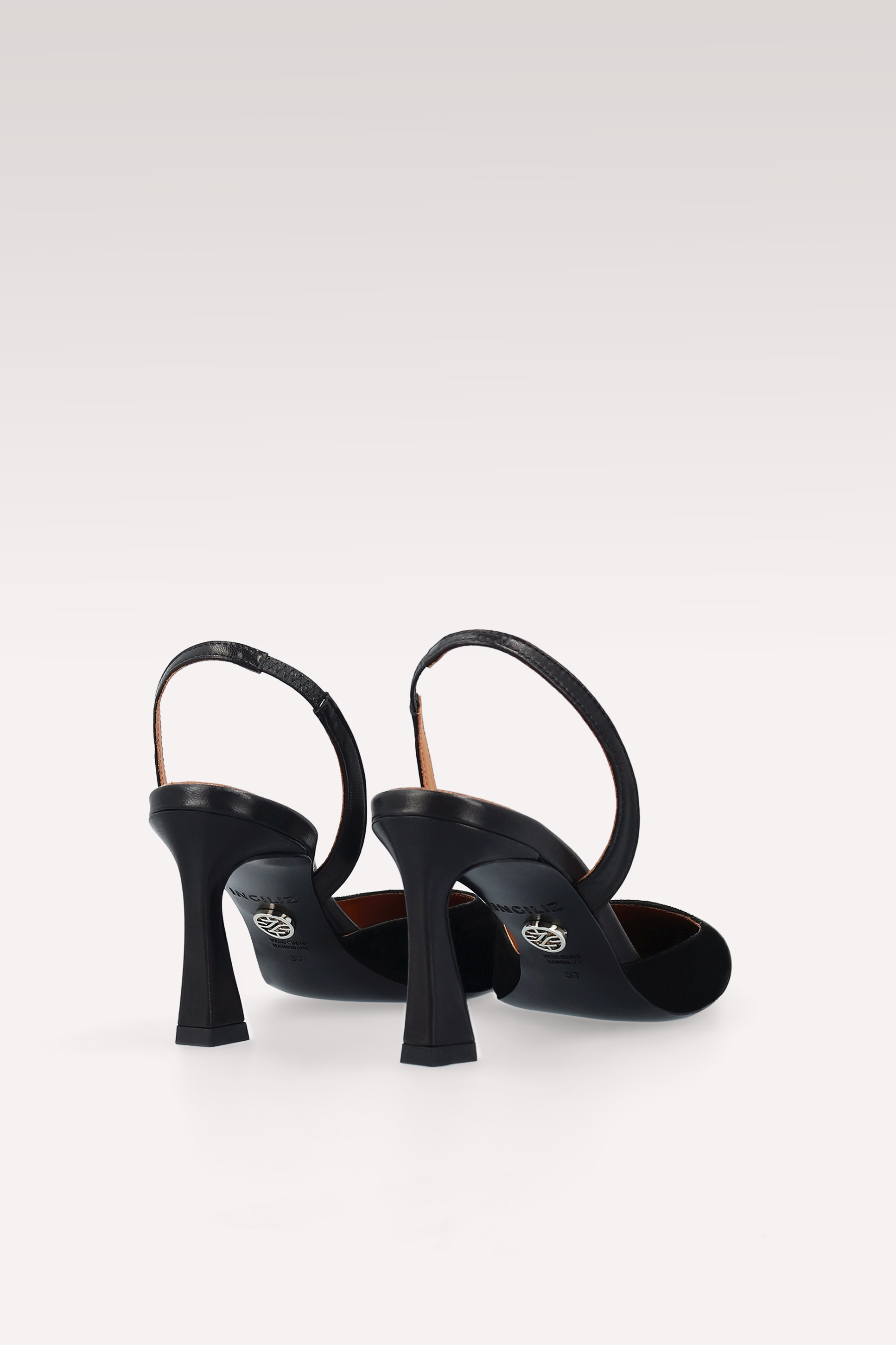 JODIE BLACK SUEDE AND LEATHER SLINGBACKS