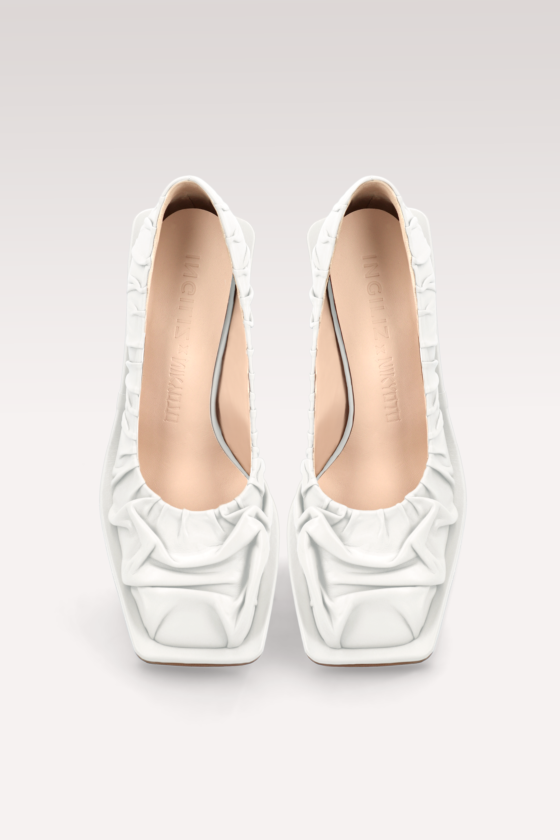 KA WHITE SOFT NAPPA LEATHER PUMPS