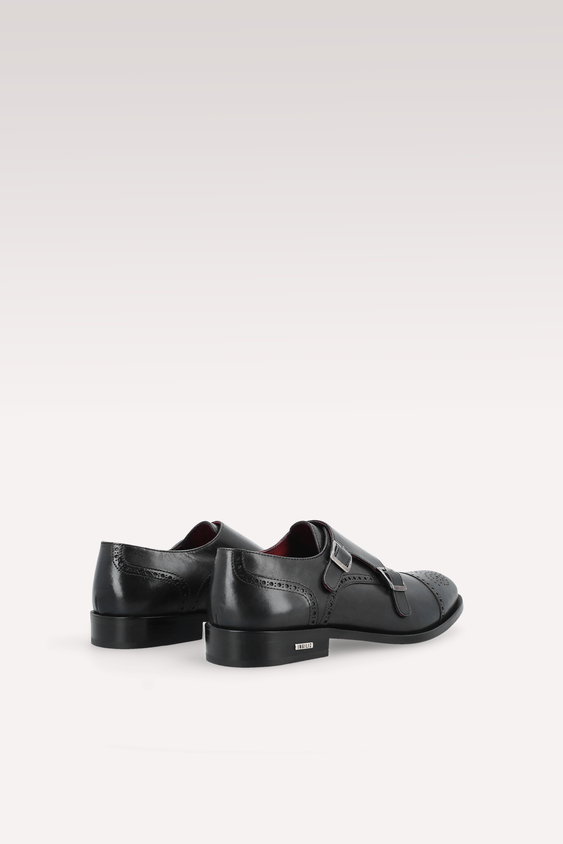 TRENTO 01 black leather monk strap shoes