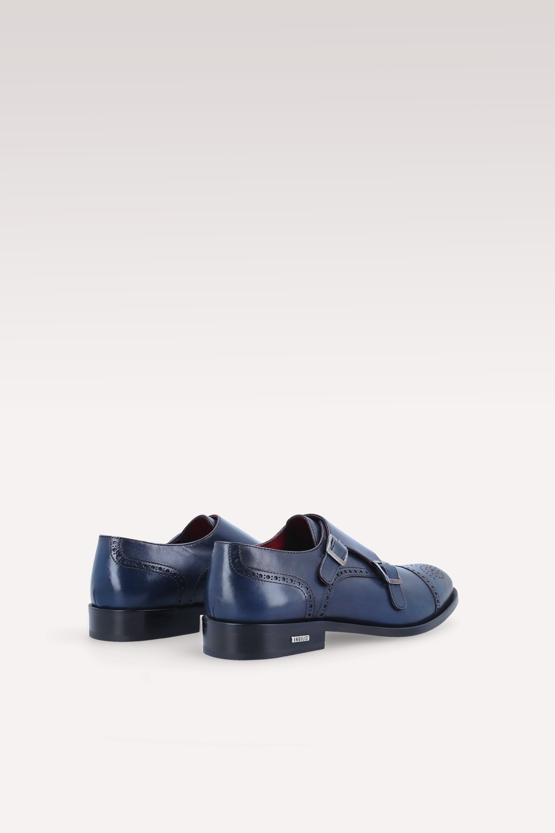 TRENTO 01 dark blue leather monk strap shoes