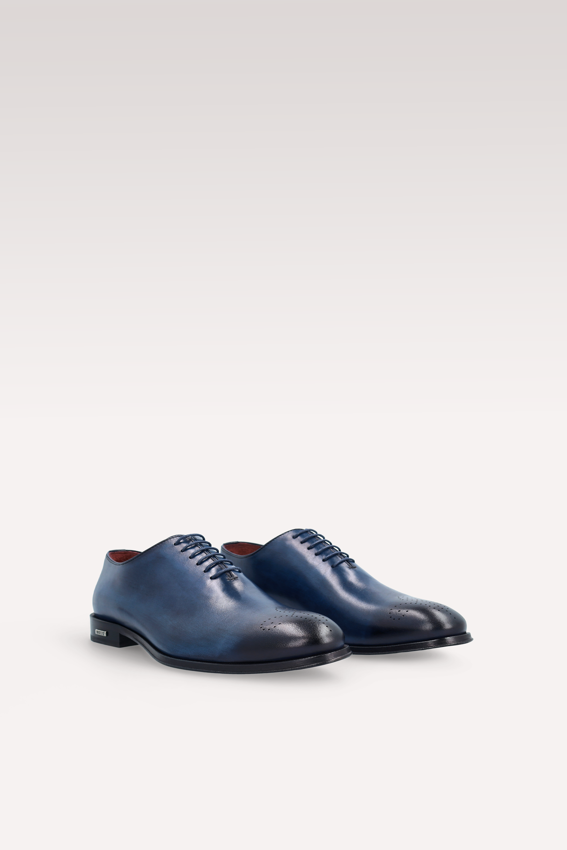 PRATO 01 DARK BLUE CALF LEATHER OXFORD SHOES AND ALEN LEATHER BELT