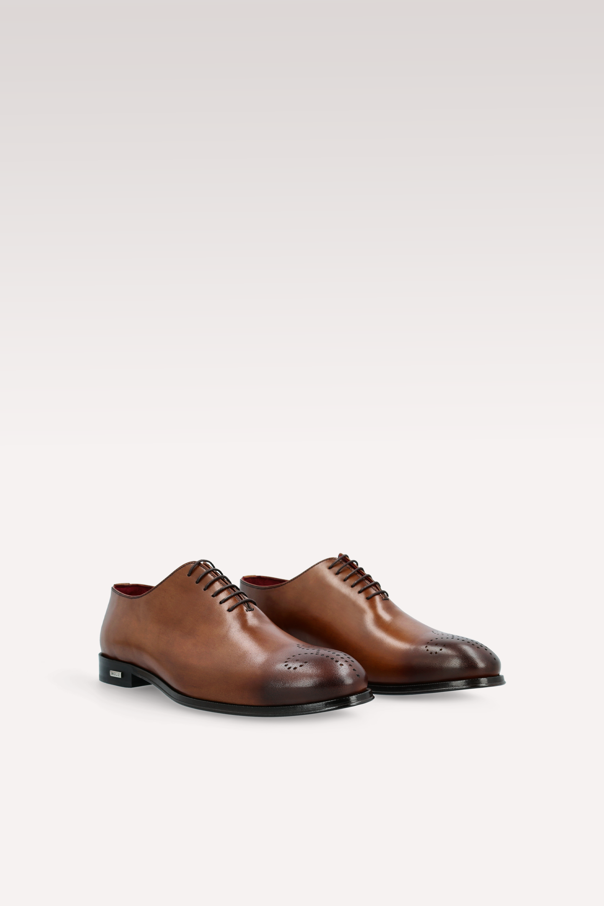 PRATO 01 BROWN LEATHER OXFORD SHOES AND TOM LEATHER BELT