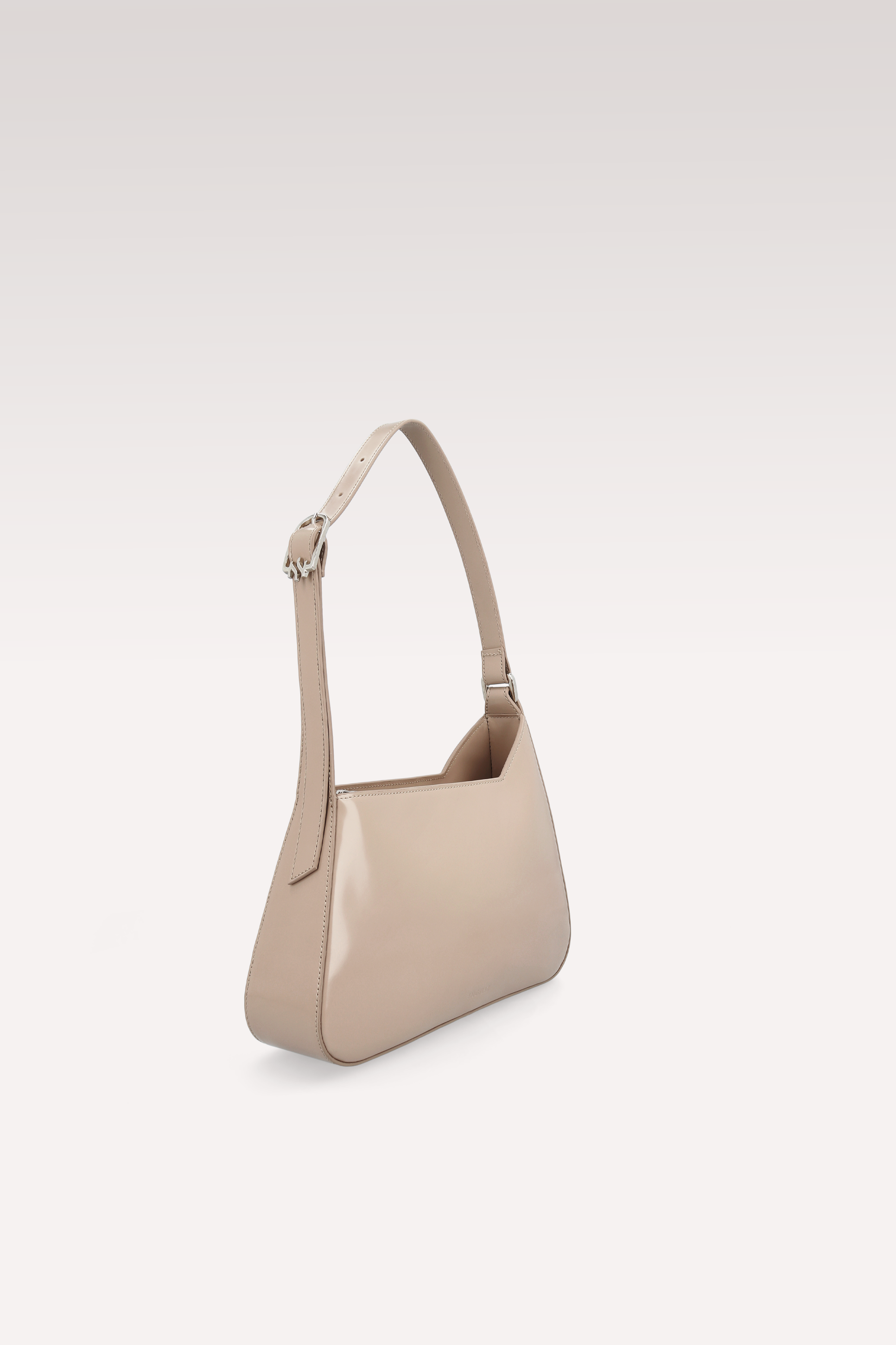 DALIA TAUPE SEMI PATENT LEATHER SHOULDER BAG