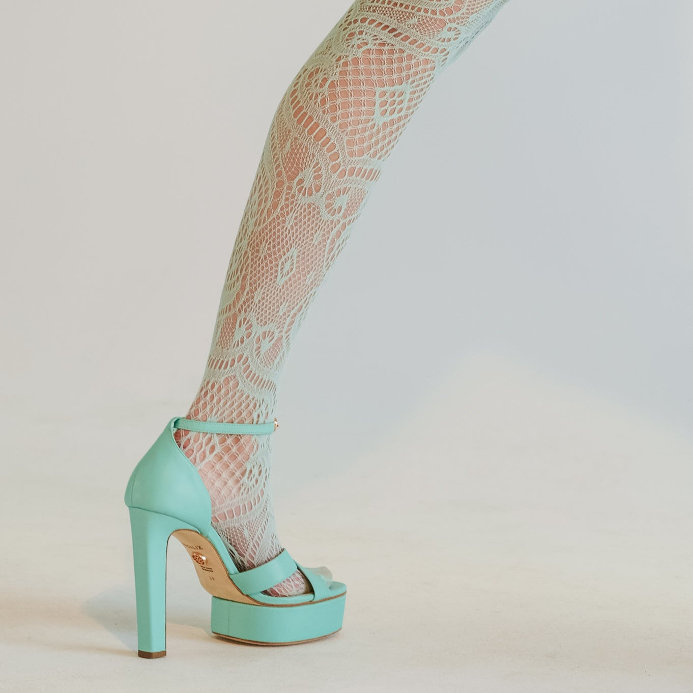 PATTY 03 ICE GREEN LEATHER SANDALS