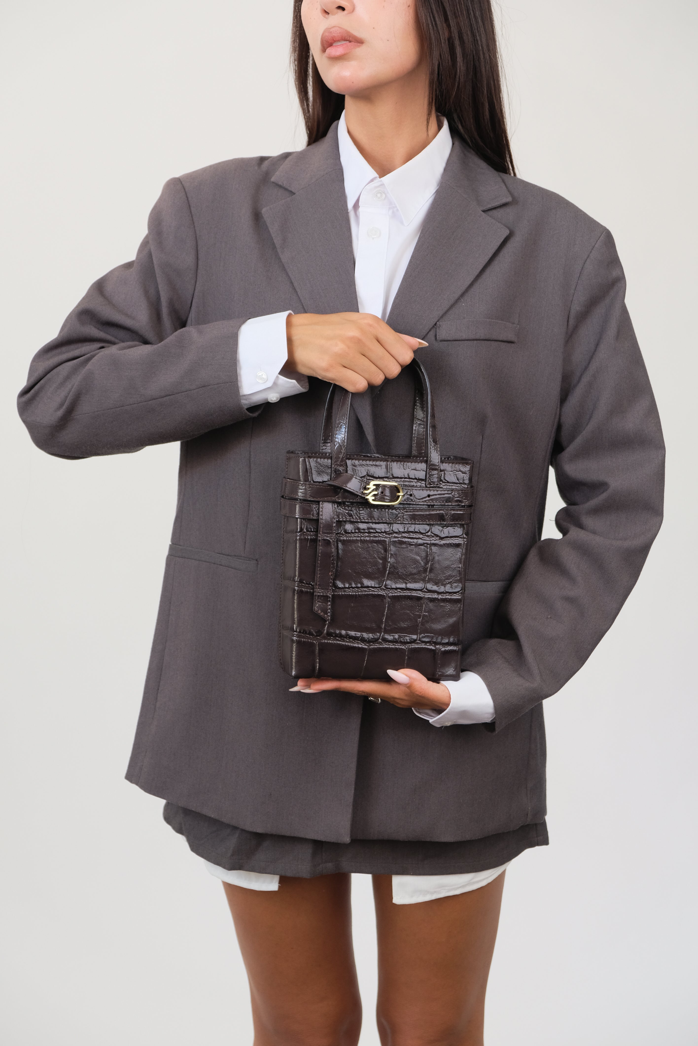 BORSA A TRACOLLA CARRIE BROWN IN PELLE STAMPATA COCCO