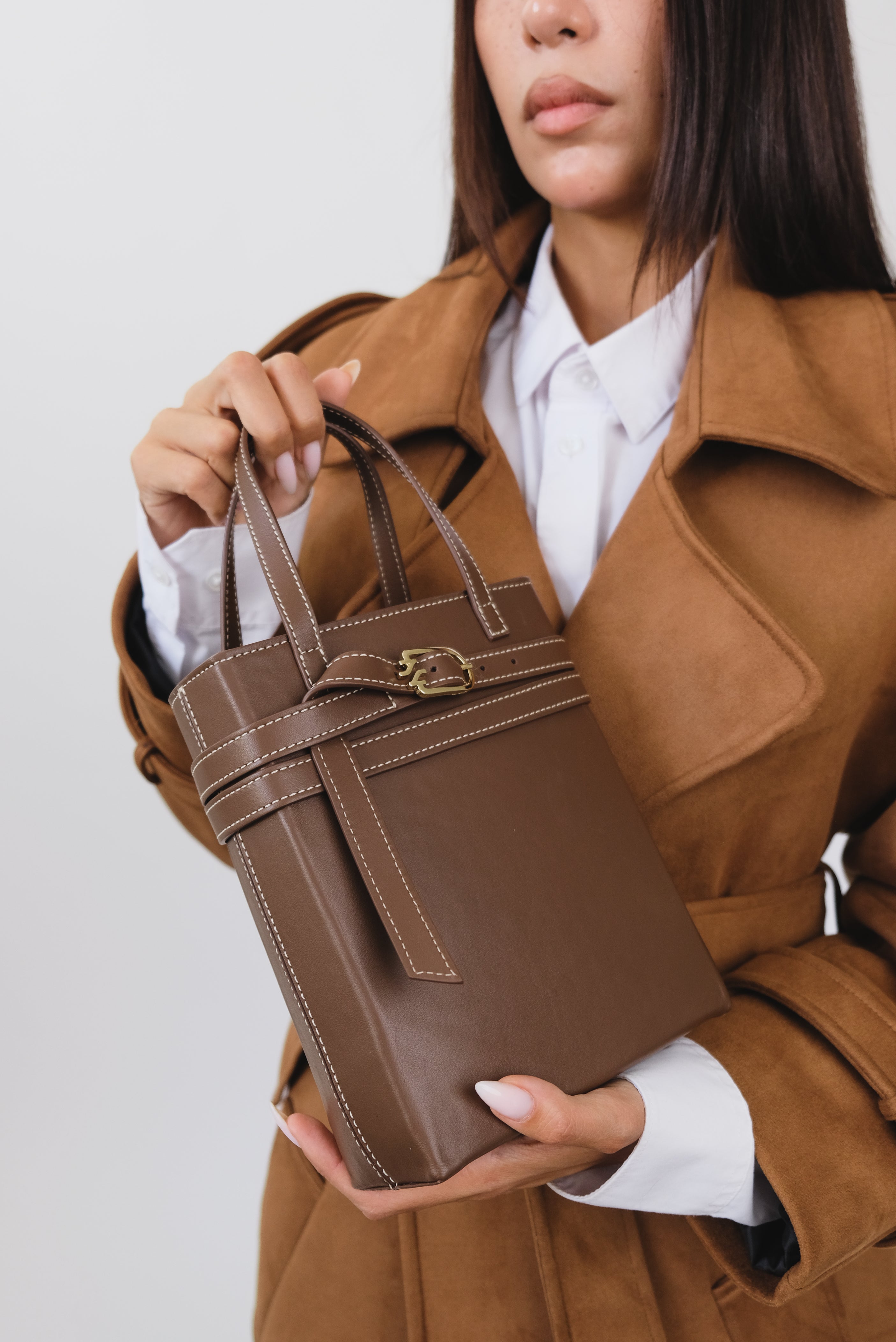 CARRIE CHESTNUT NAPPA LEATHER CROSSBODY BAG