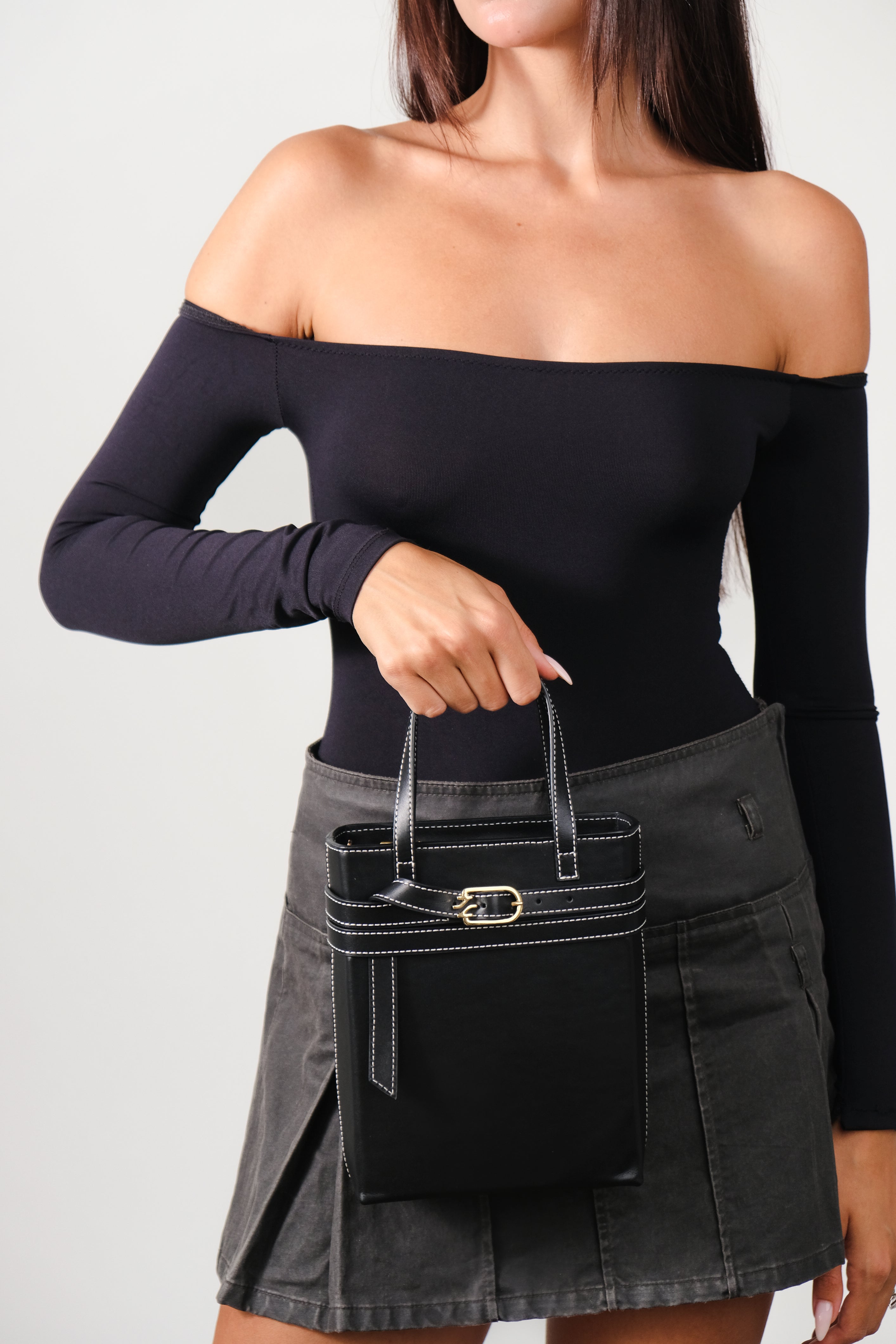 CARRIE BLACK NAPPA LEATHER CROSSBODY BAG