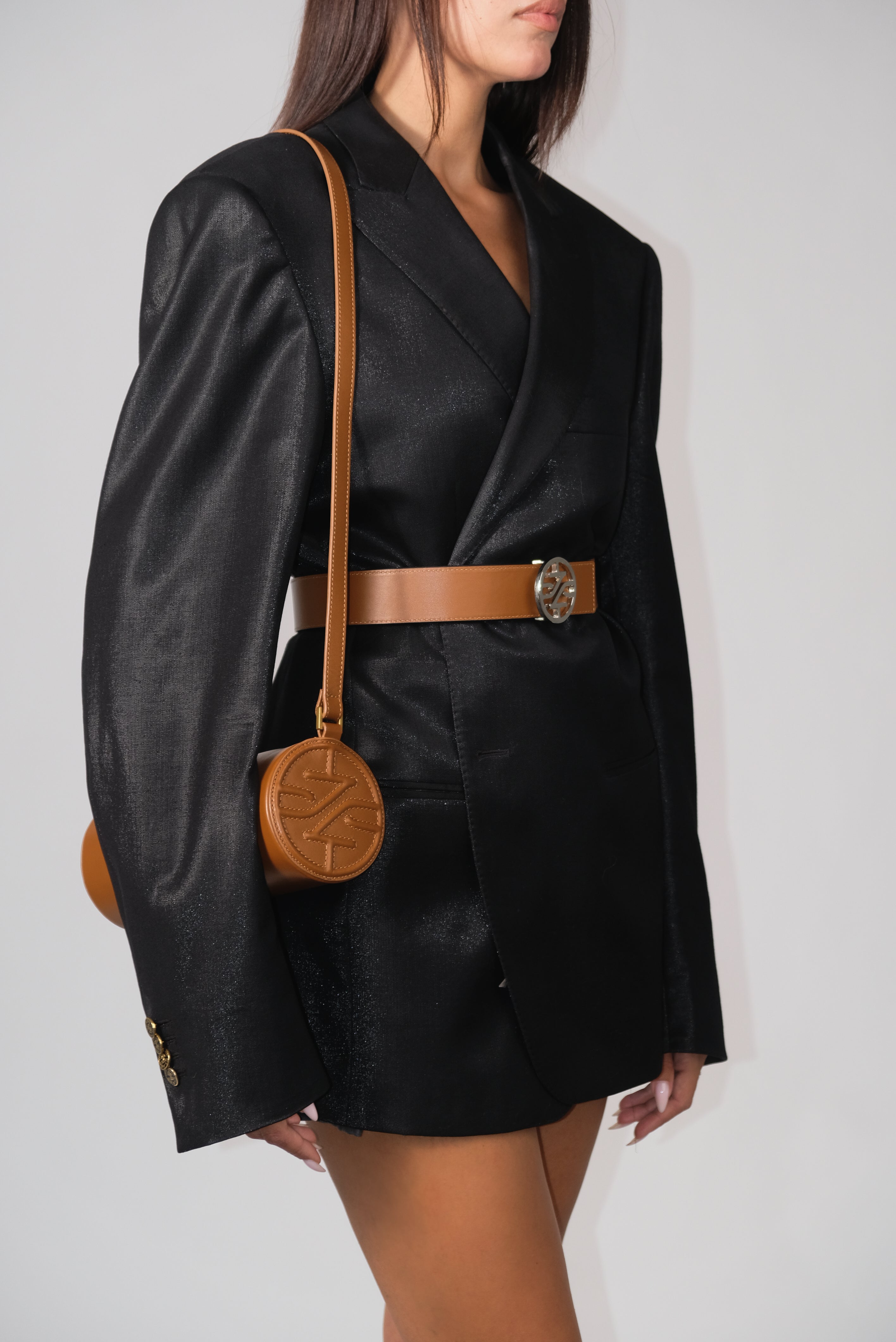 OLGA BROWN NAPPA LEATHER BOOTS AND FIONA CROSSBODY BAG