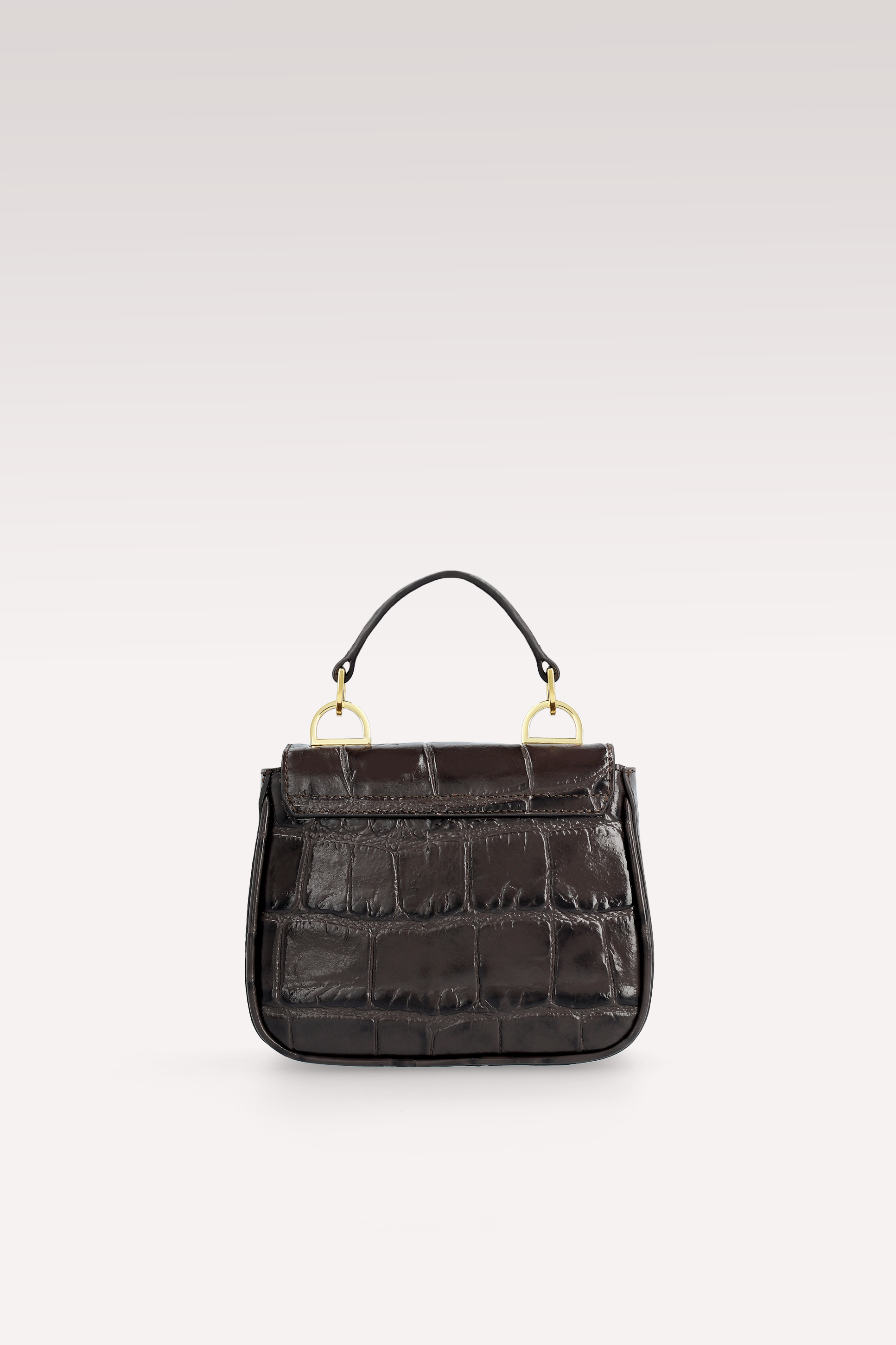 MILLY BROWN COCCO EMBOSSED LEATHER MINI BAG