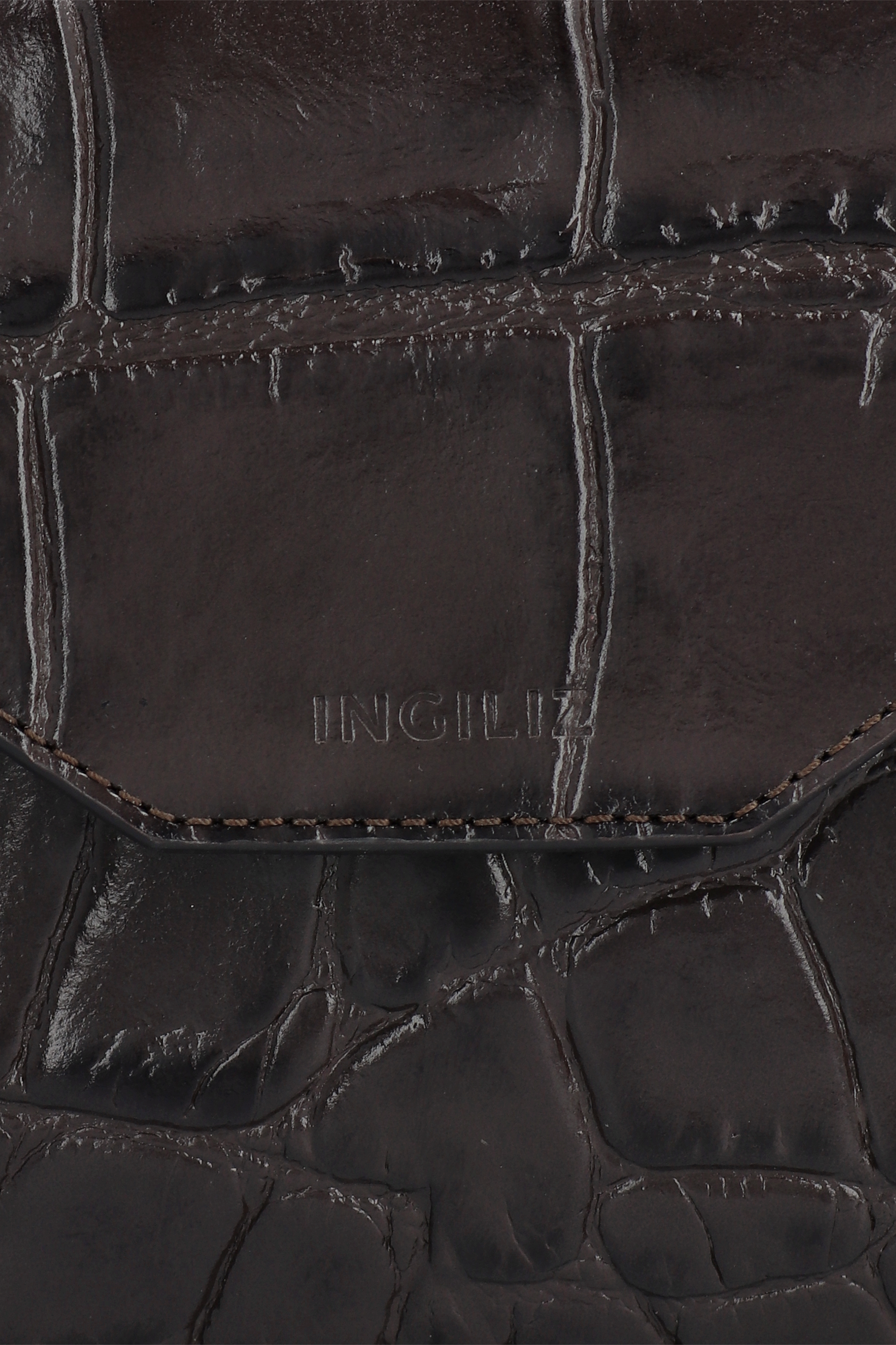 MILLY BROWN COCCO EMBOSSED LEATHER MINI BAG