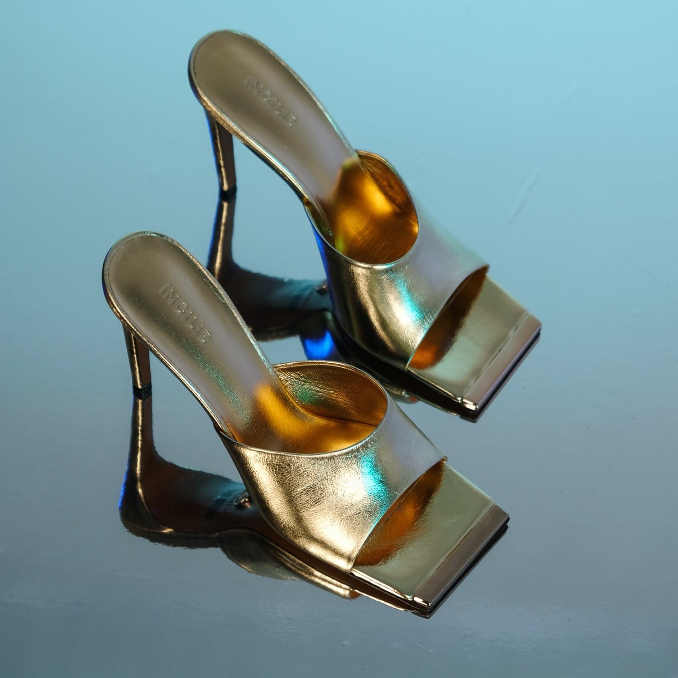 KALINA GOLD METALLIC LEATHER MULES