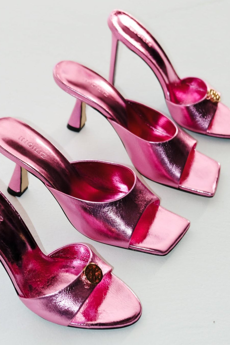 RENY PINK METALLIC LEATHER MULES