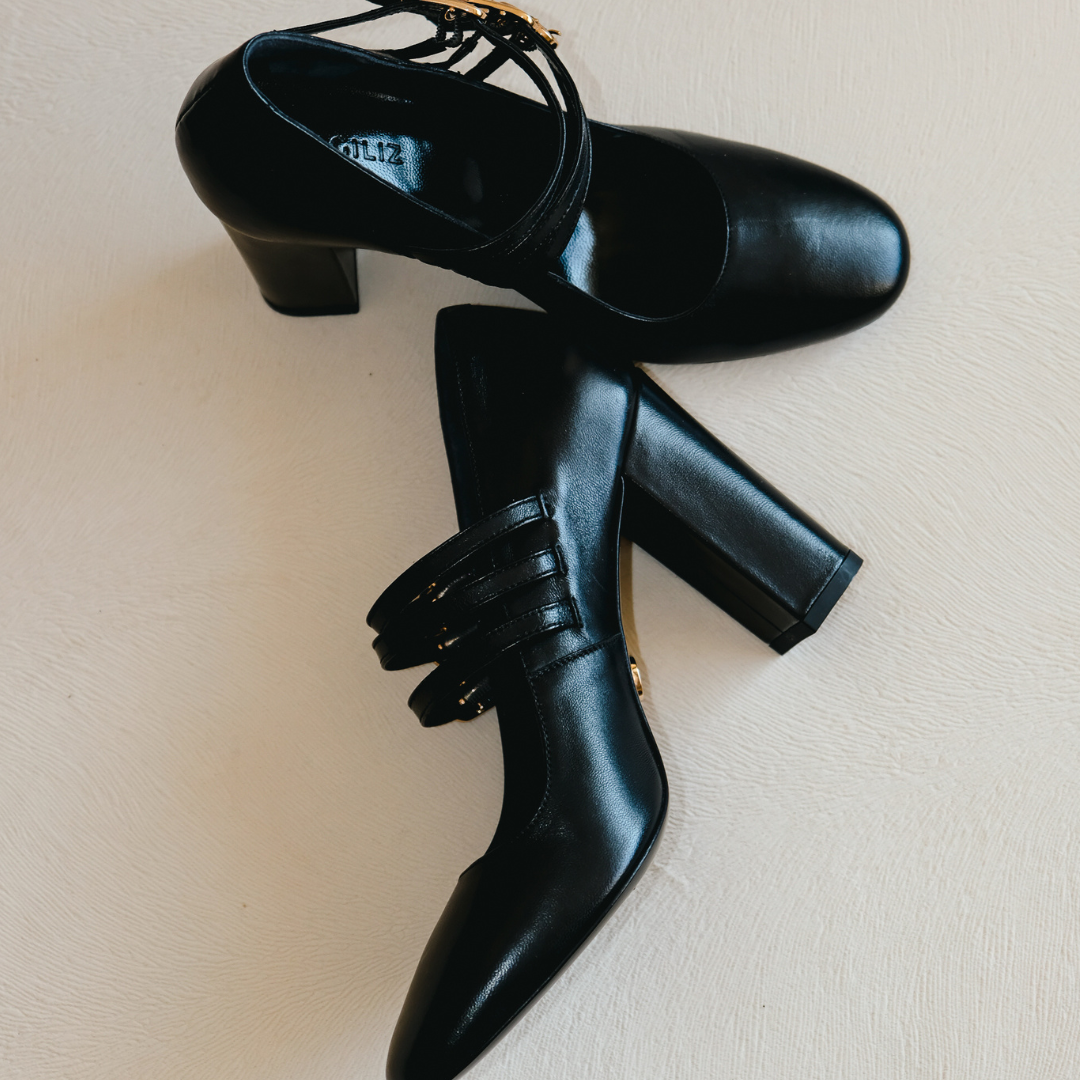 DELMA BEBE 01 BLACK SMOOTH LEATHER PUMPS