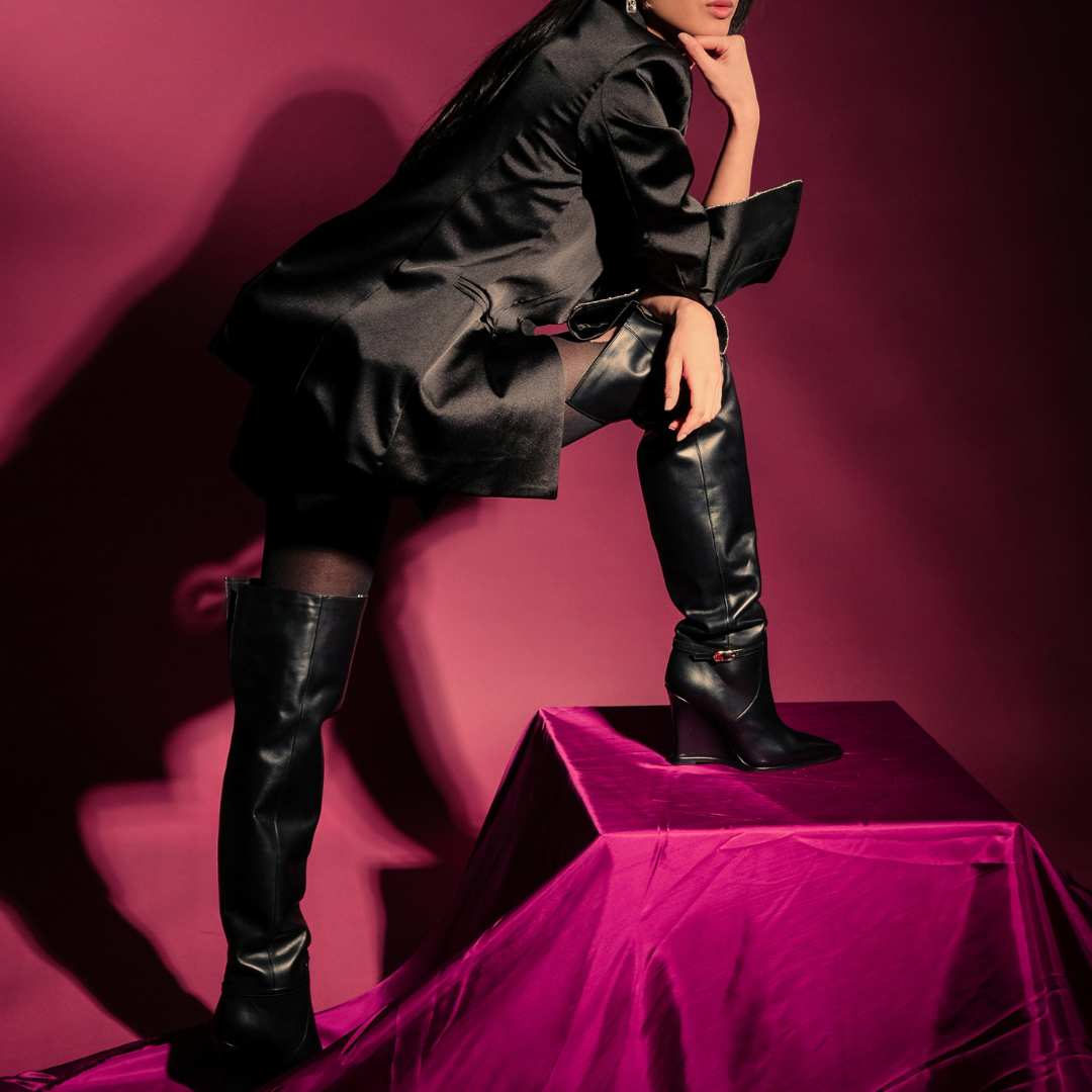 MONA LISA 02 BLACK SMOOTH LEATHER BOOTS