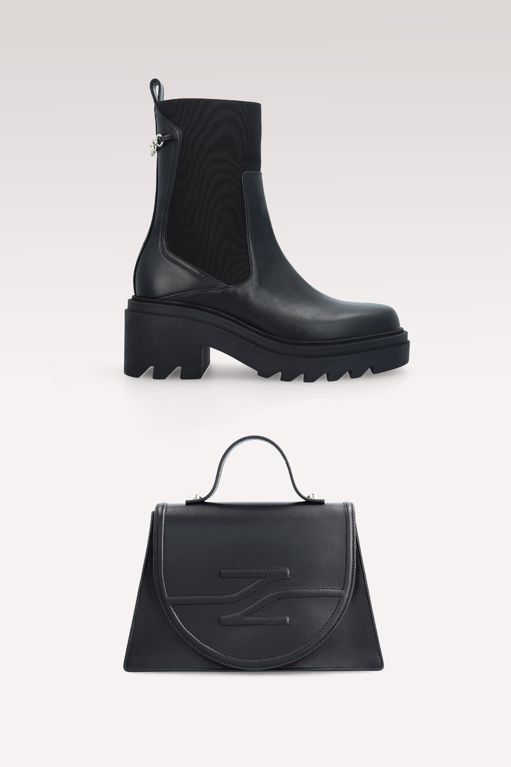 VERA BLACK NAPPA LEATHER ANKLE BOOTS AND COLETTE CROSSBODY BAG