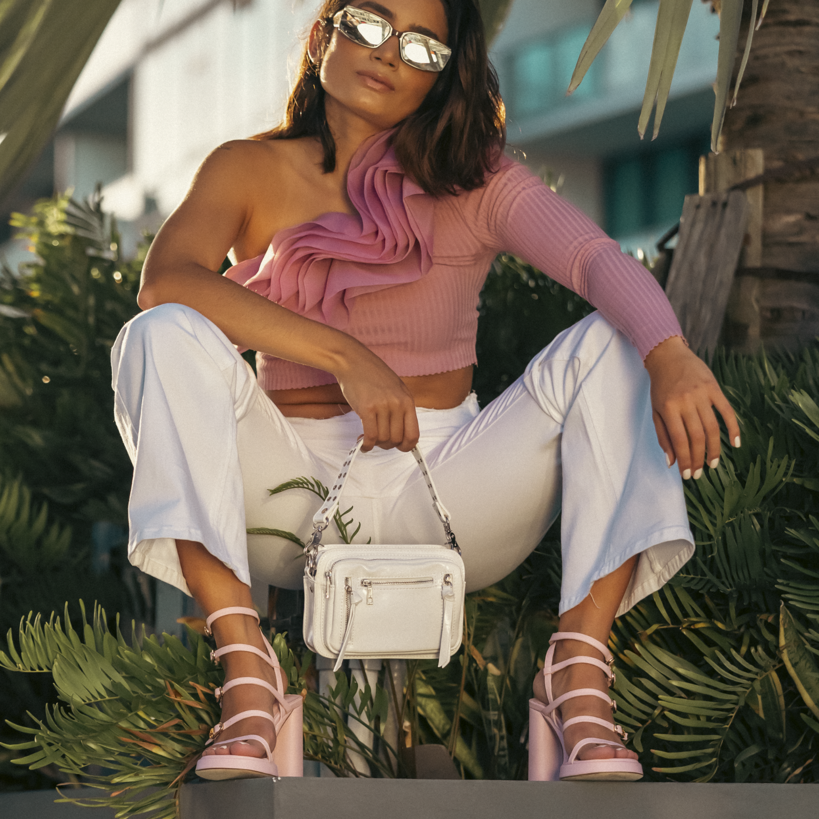 RITA PINK SMOOTH LEATHER PLATFORM SANDALS