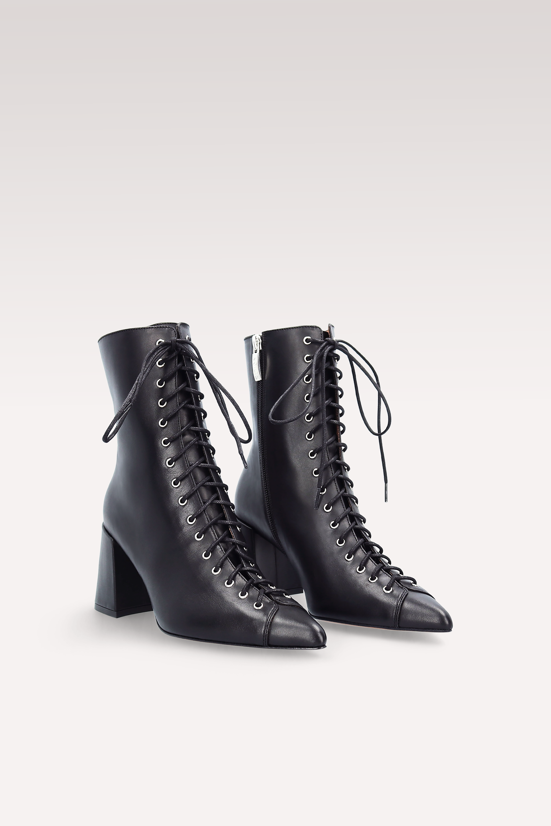 JOLIE 01 BLACK LEATHER ANKLE BOOTS