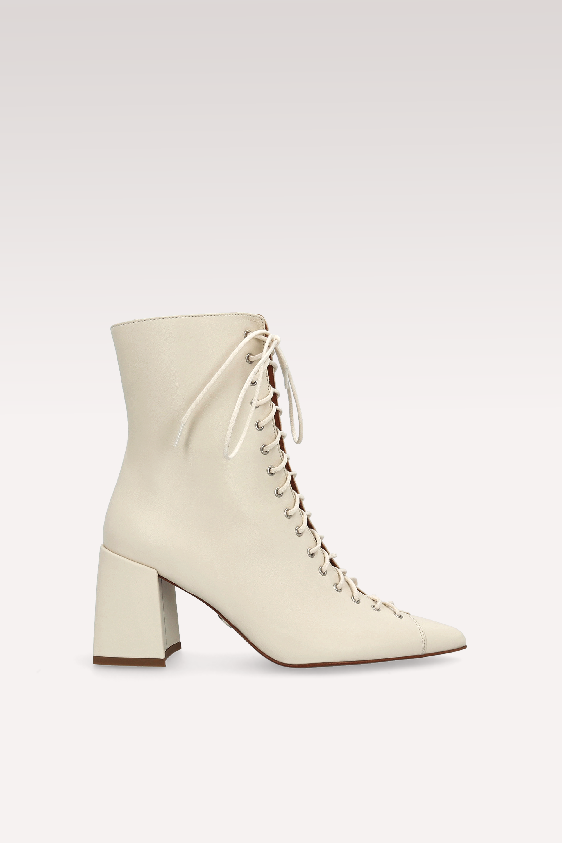 JOLIE 01 IVORY LEATHER ANKLE BOOTS
