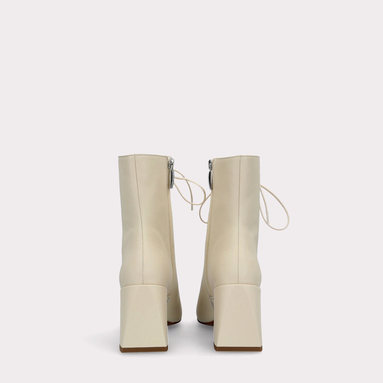 JOLIE 01 IVORY LEATHER ANKLE BOOTS