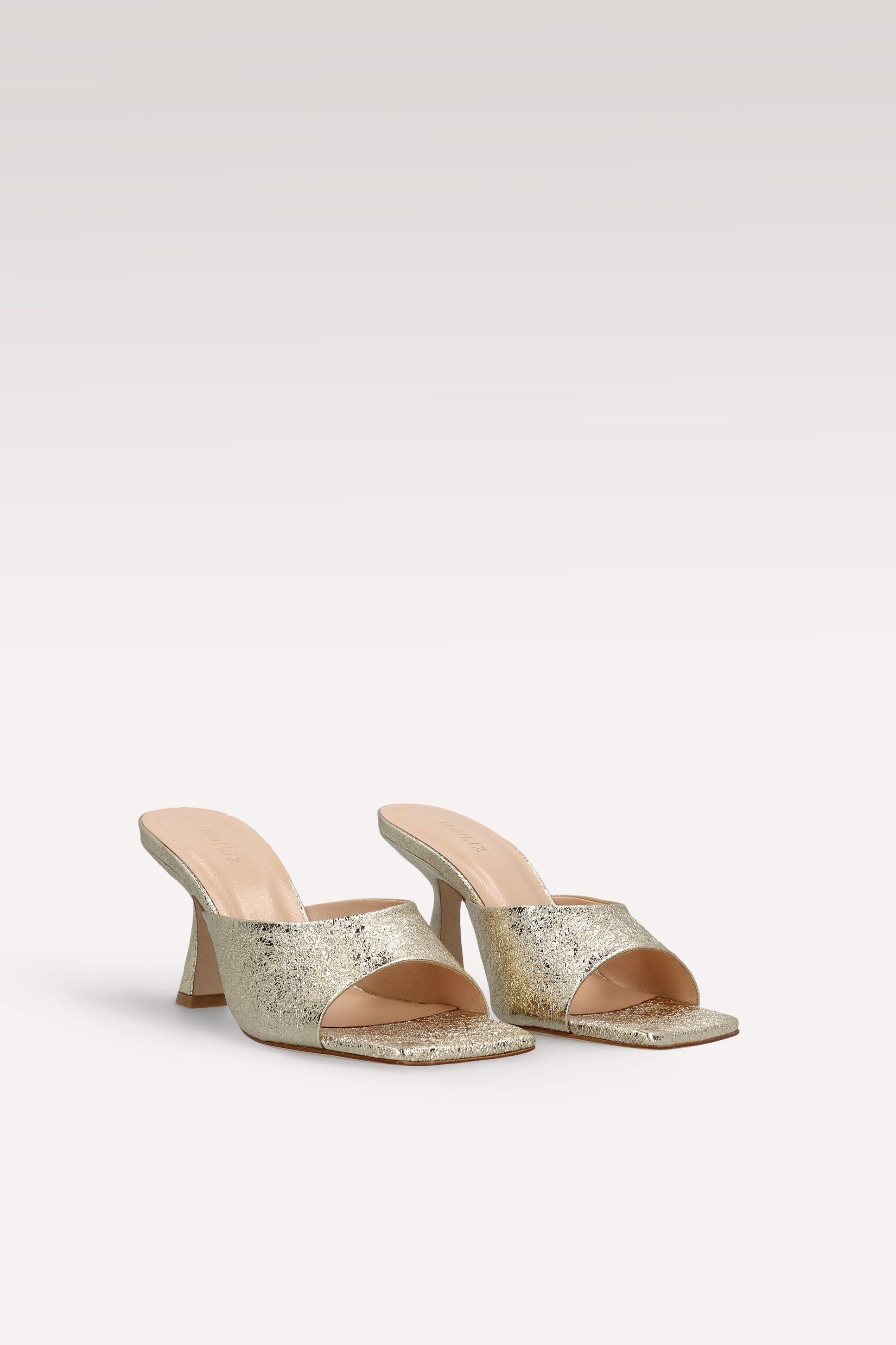 RENY GOLD CRUSHED METALLIC LEATHER MULES